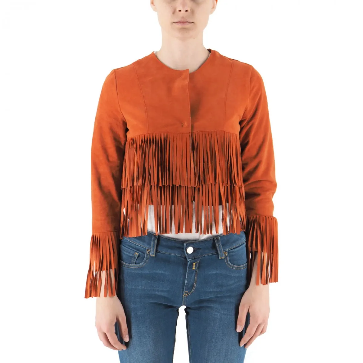 Giacca Crop Con Frange