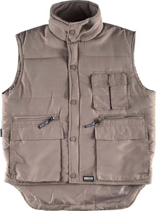 Gilet imbottito e multitasche, con giacca a vento in maniche beige