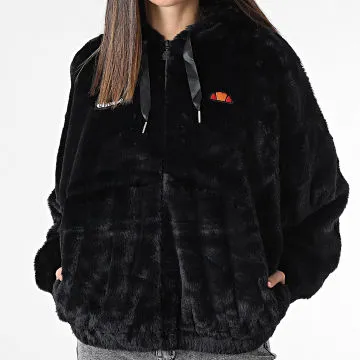 Giovanna Giacca da donna con cappuccio e zip in pelliccia SGL03783 Nero