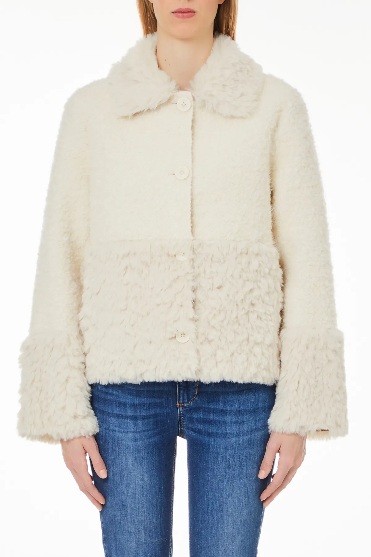 Giubbotto Wooled Fur Bianco Lana Liu Jo