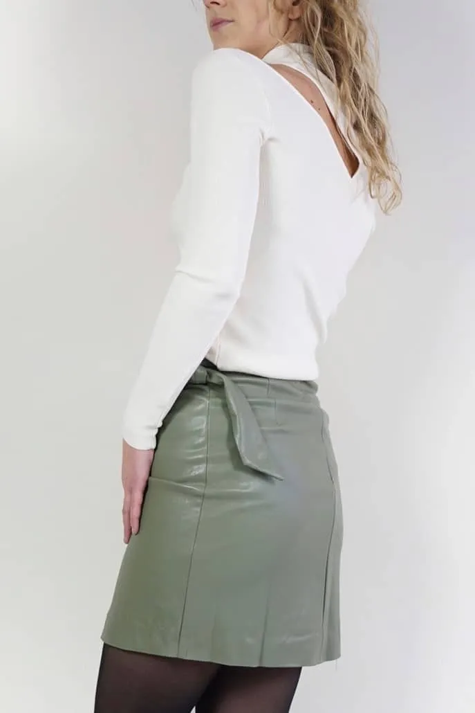Gonna ecopelle verde drappeggiata | Guess