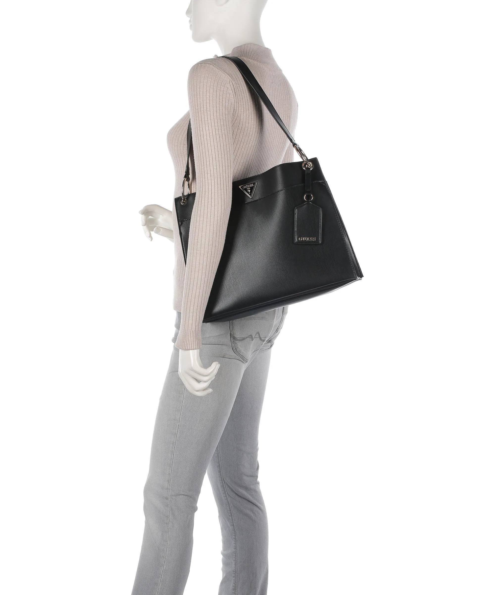  Guess Basilea Borsa shopper pelle sintetica nero  