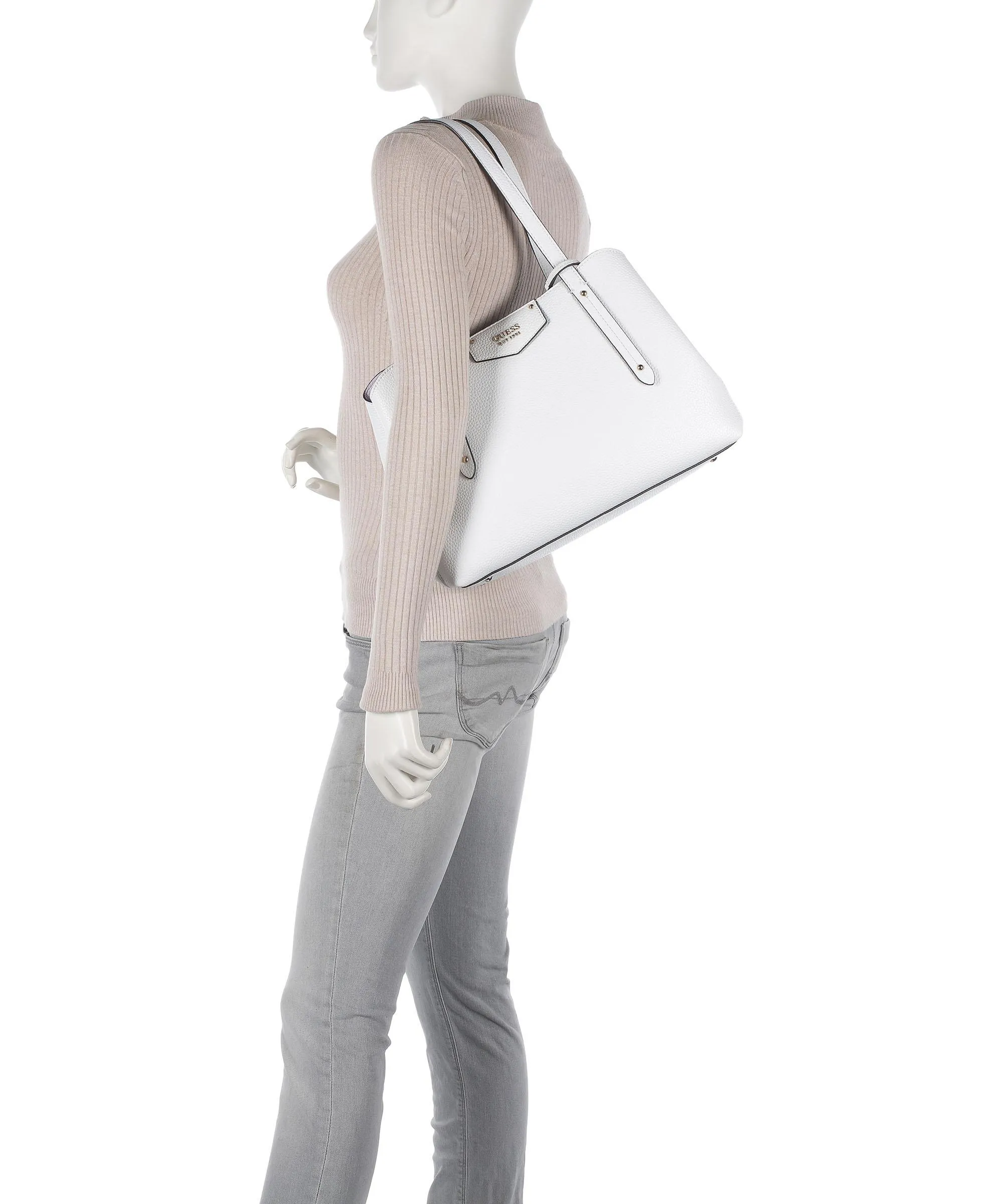  Guess Brenton Eco Borsa shopper pelle sintetica bianco  