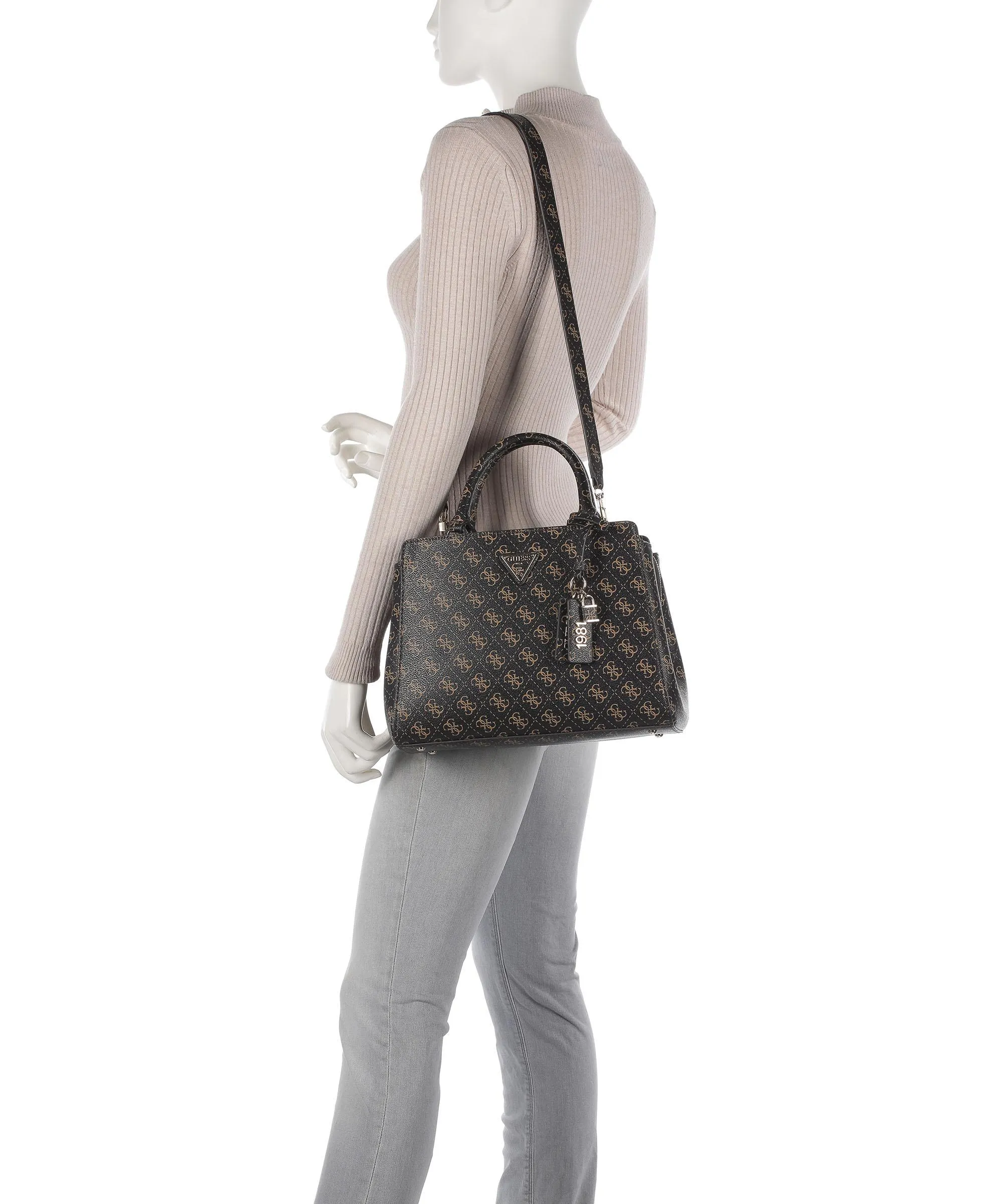  Guess Elements Eco Borsa a mano pelle sintetica marrone scuro  