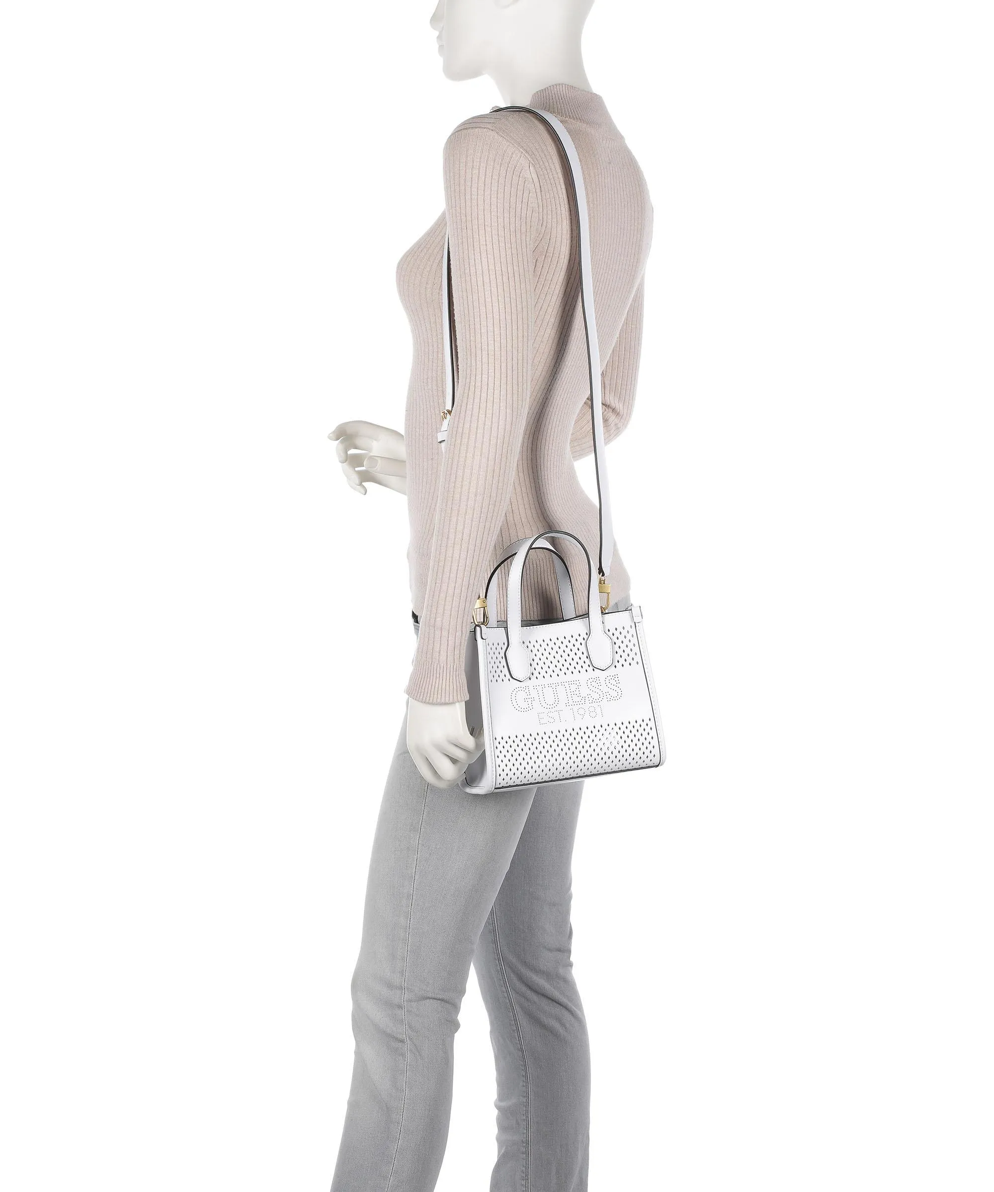  Guess Katey Borsa a mano pelle sintetica bianco  