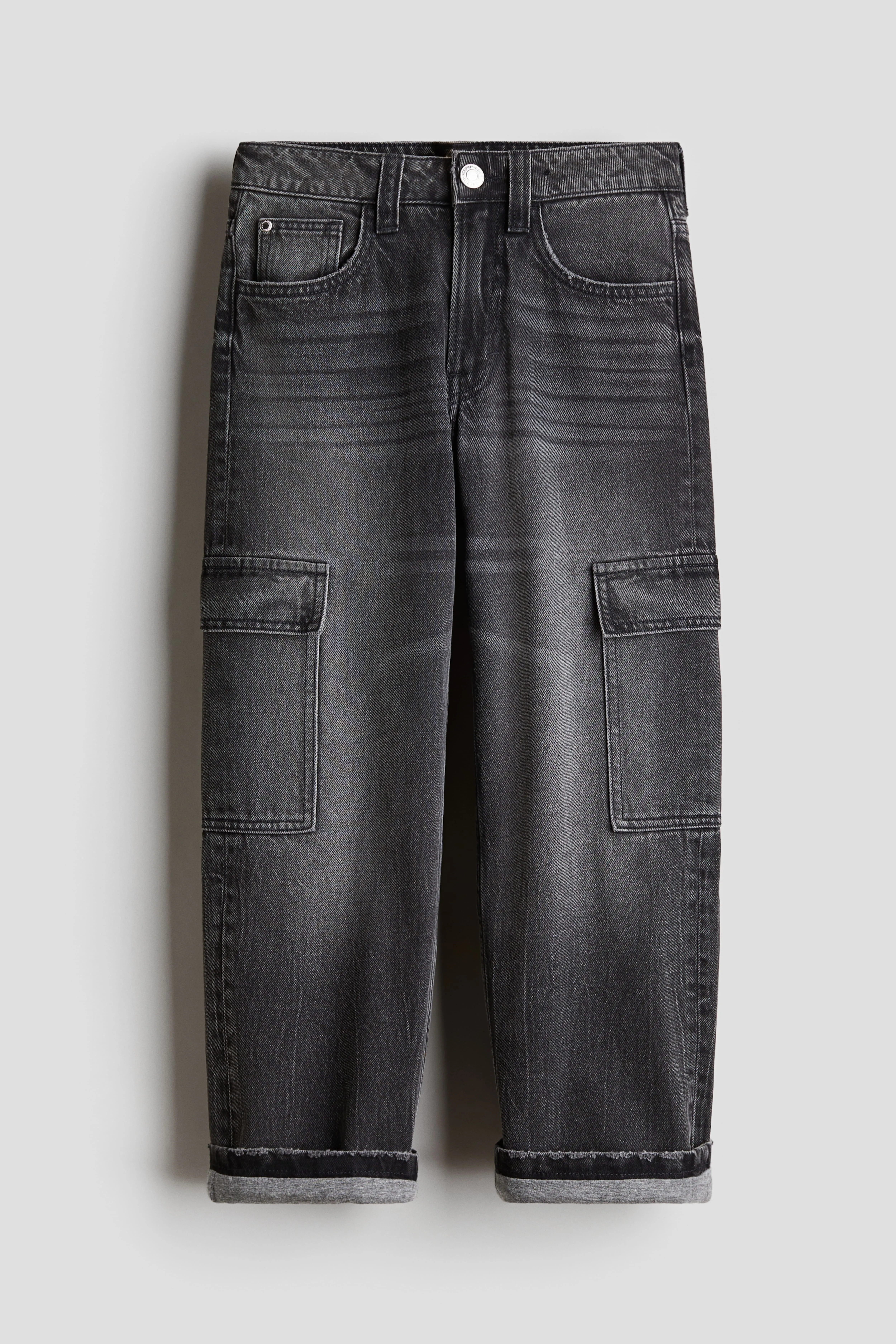 Loose Fit Cargo Jeans con fodera in jersey
