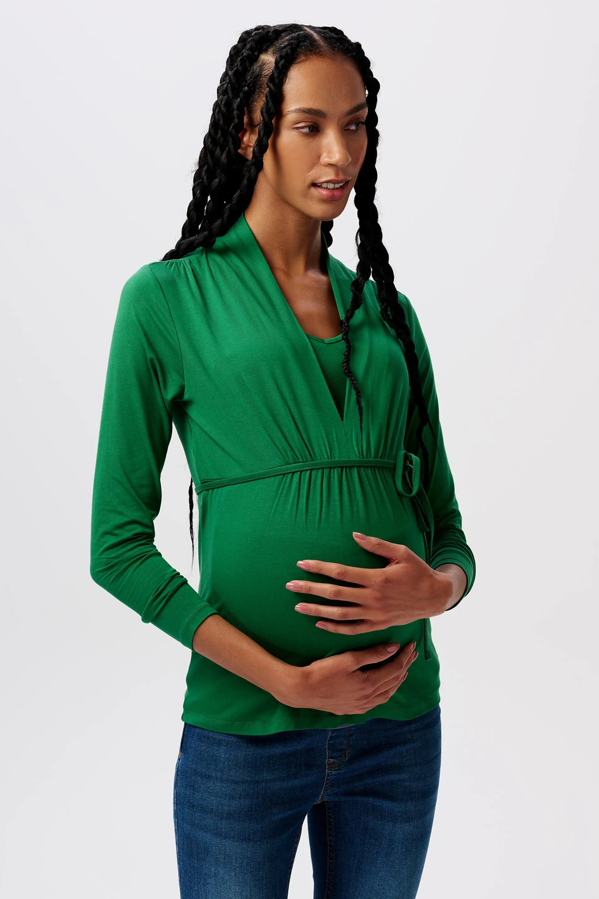 Maglia premaman con scollo a V e maniche lunghe