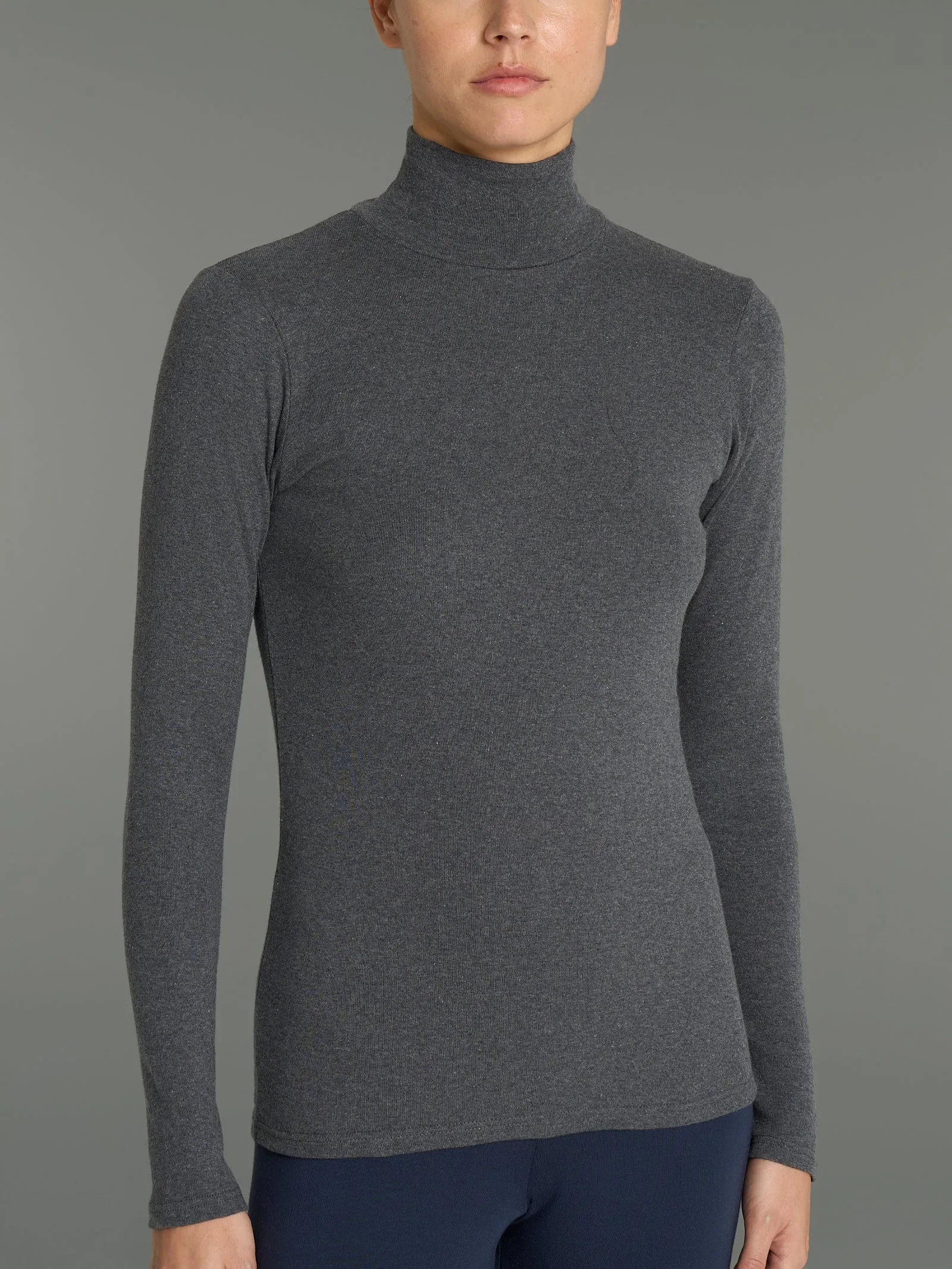 Maglietta collo alto in Eco Cotton - Ardesia Mel.