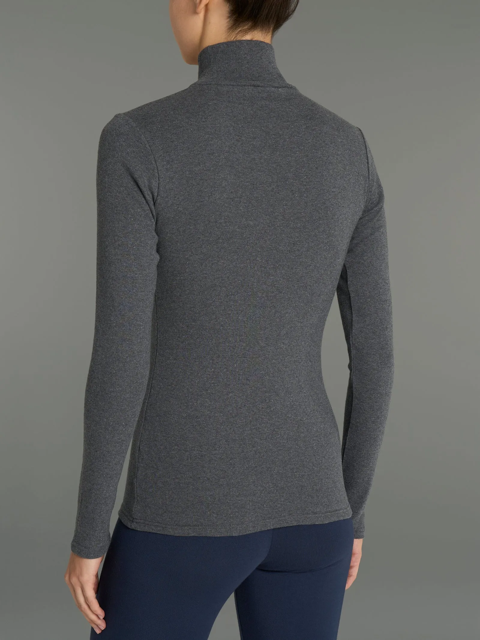 Maglietta collo alto in Eco Cotton - Ardesia Mel.