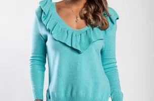 Maglietta lunga con volant, menta