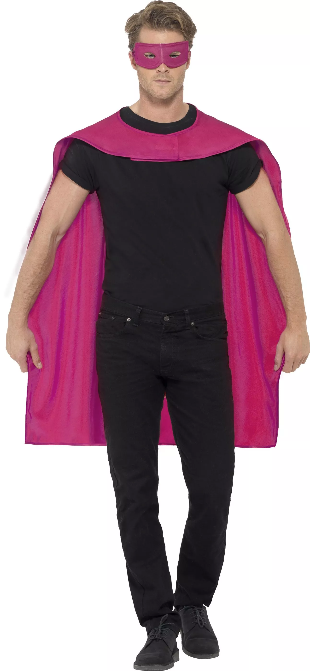 Mantella da supereroe rosa con maschera per gli occhi