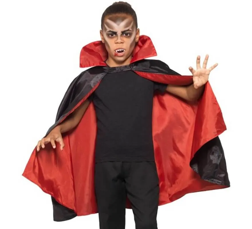 Mantella da vampiro reversibile nera e rossa per bambini