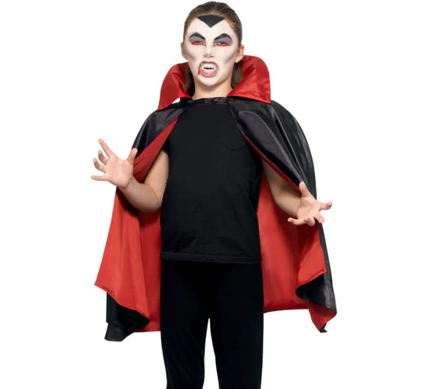 Mantella da vampiro reversibile nera e rossa per bambini