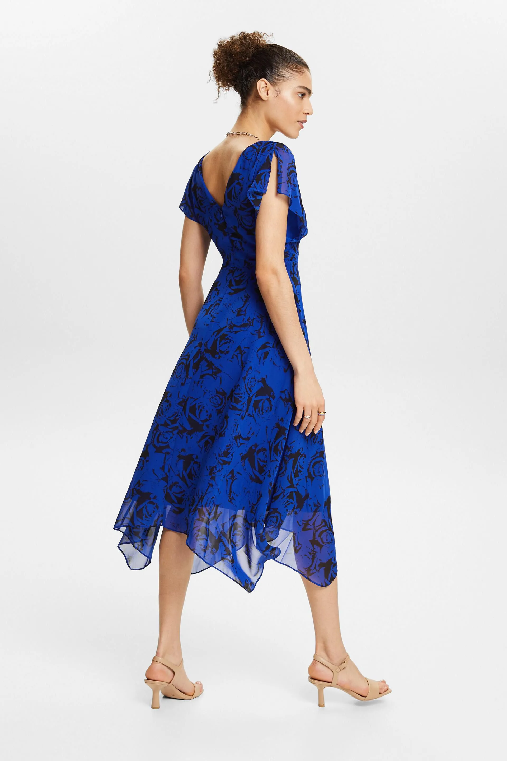 Maxi abito in chiffon con scollo a V stampato