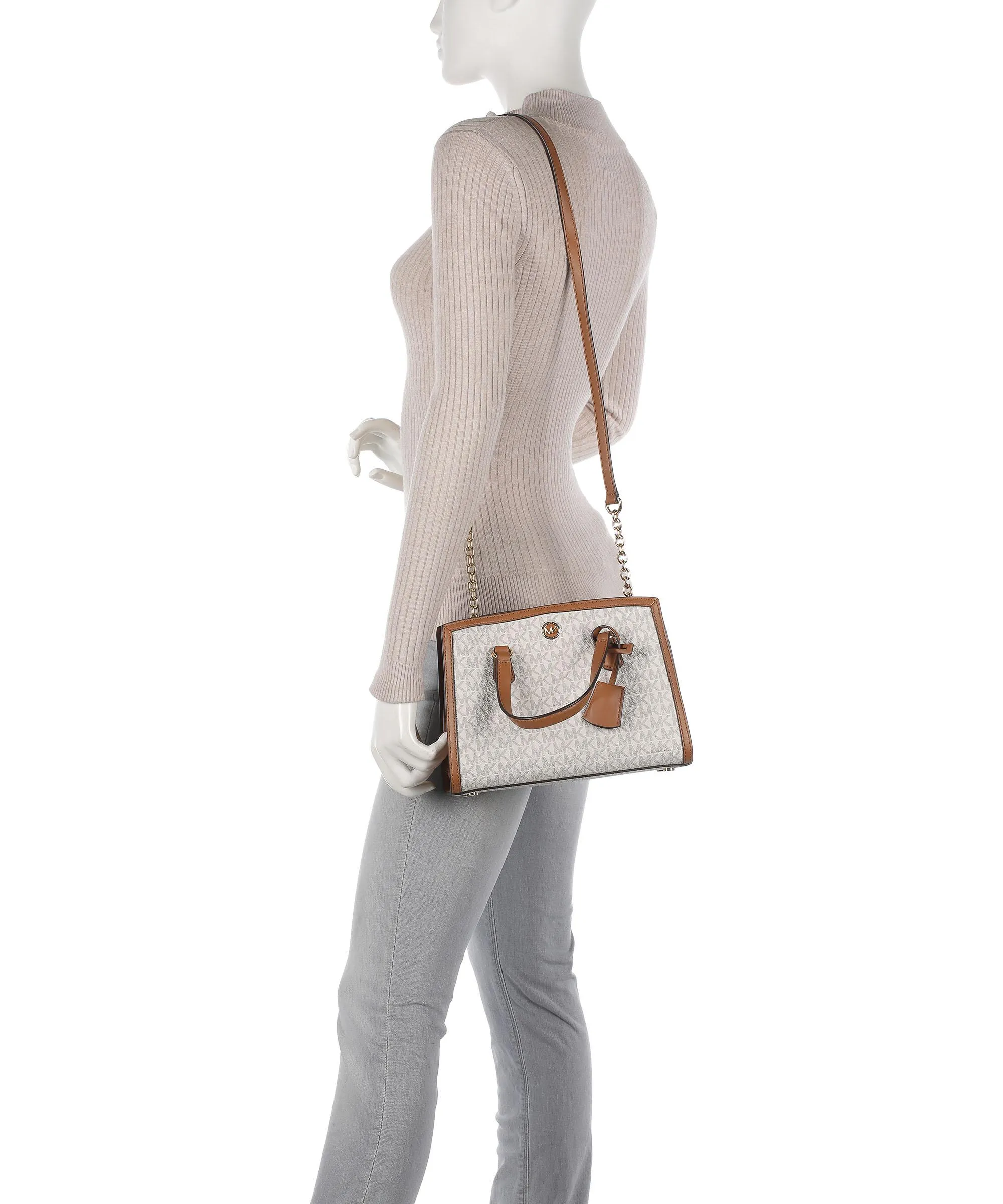  Michael Kors Chantal Borsa a mano tela avorio/marrone  
