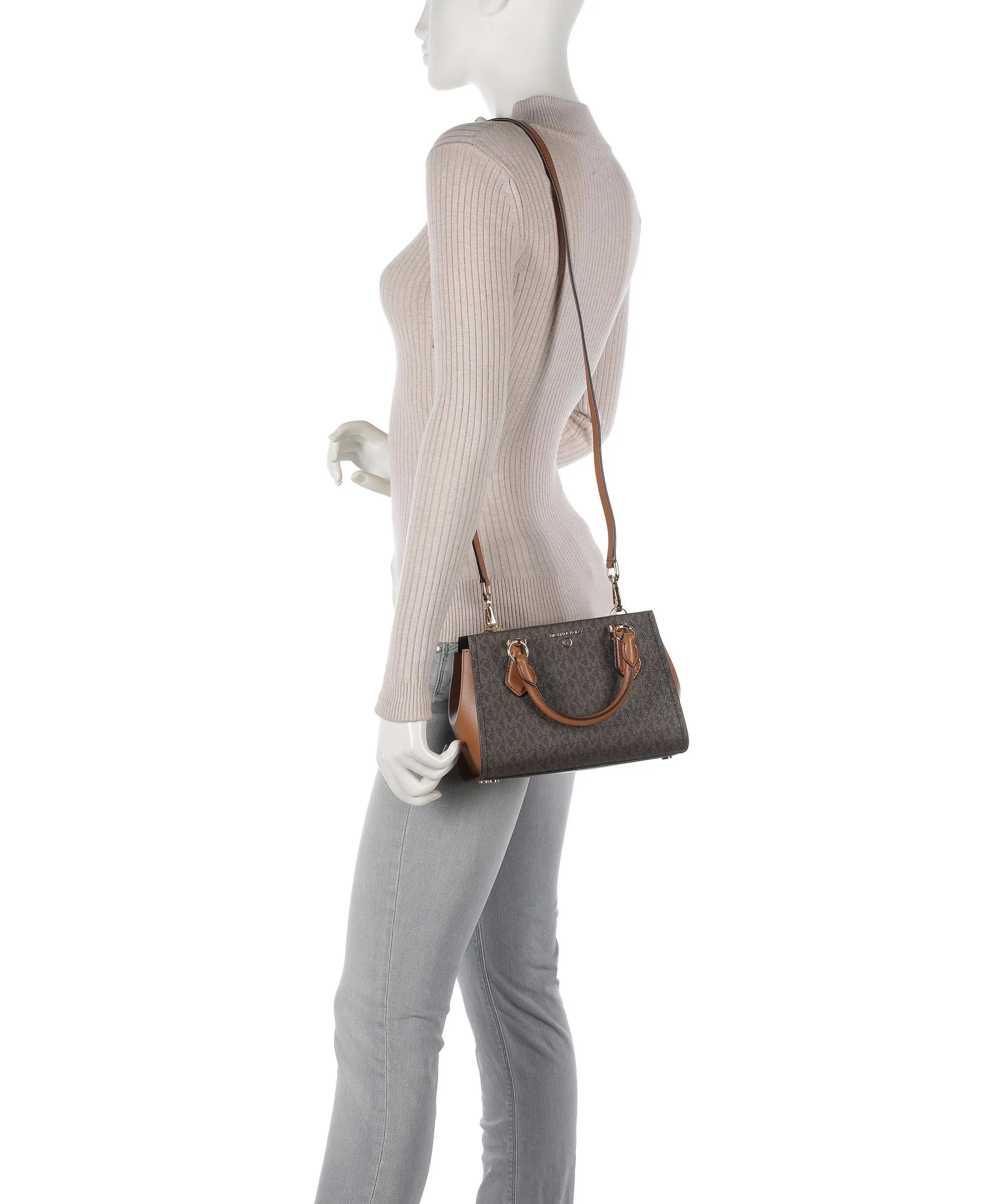  Michael Kors Marilyn Borsa a mano tela marrone scuro  