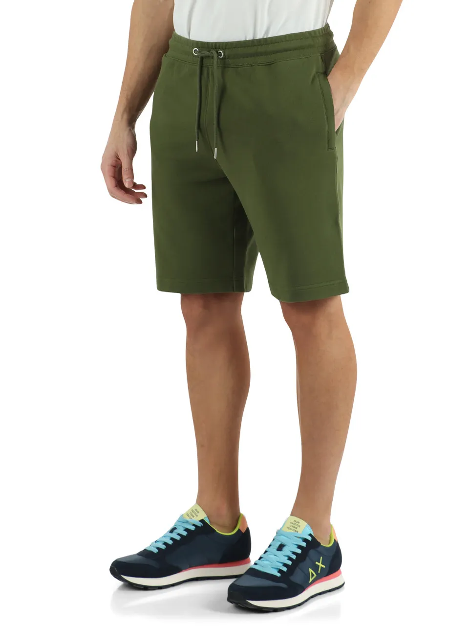 Pantaloncino sportivo in misto cotone garzato