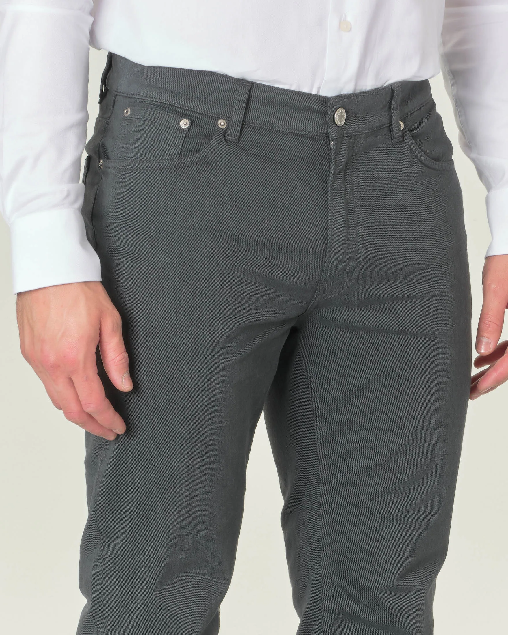 Pantalone cinque tasche 380 color antracite in twill di cotone stretch
