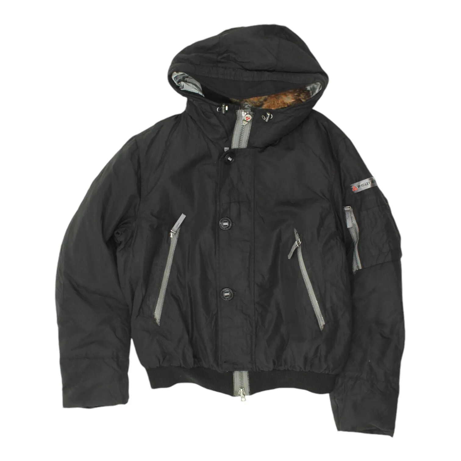 Peuterey Mens Black Padded Fur Hooded Jacket | Vintage High End Designer VTG