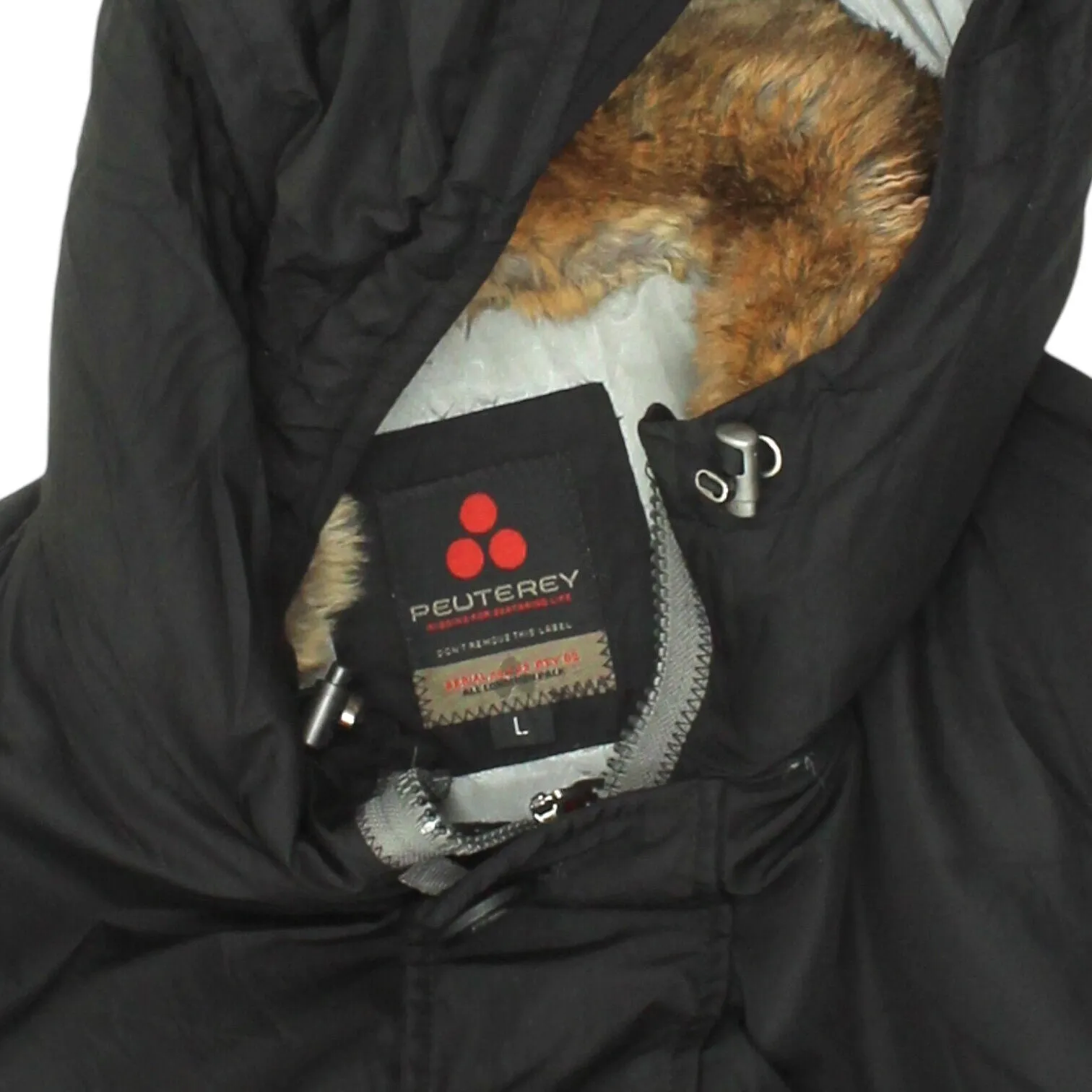 Peuterey Mens Black Padded Fur Hooded Jacket | Vintage High End Designer VTG