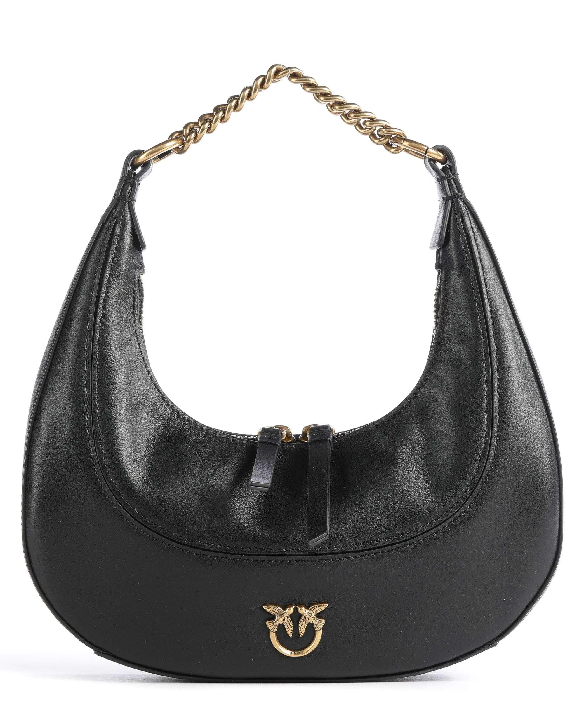  Pinko Brioche Mini Borsa hobo pelle a grana fine nero  
