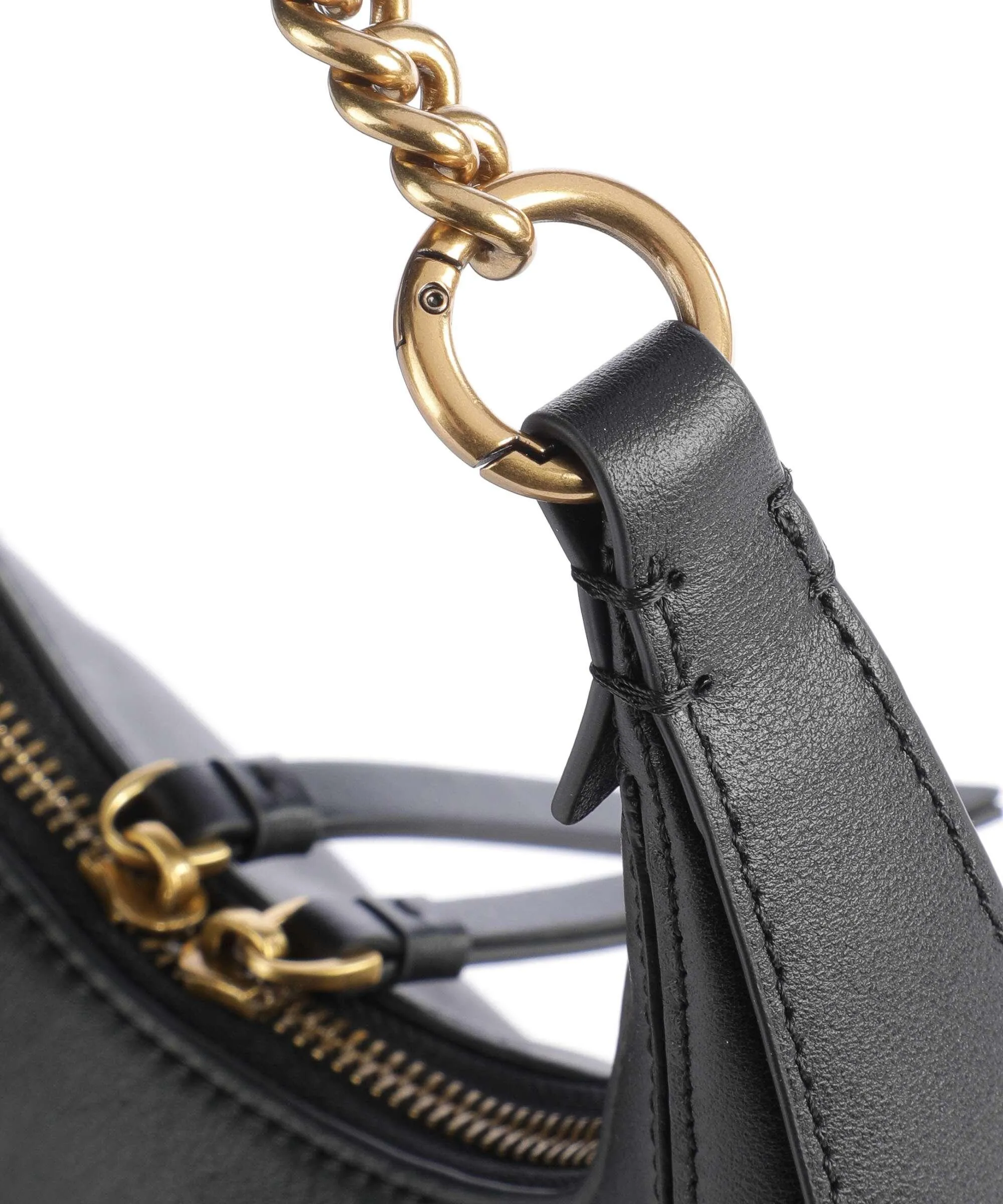  Pinko Brioche Mini Borsa hobo pelle a grana fine nero  