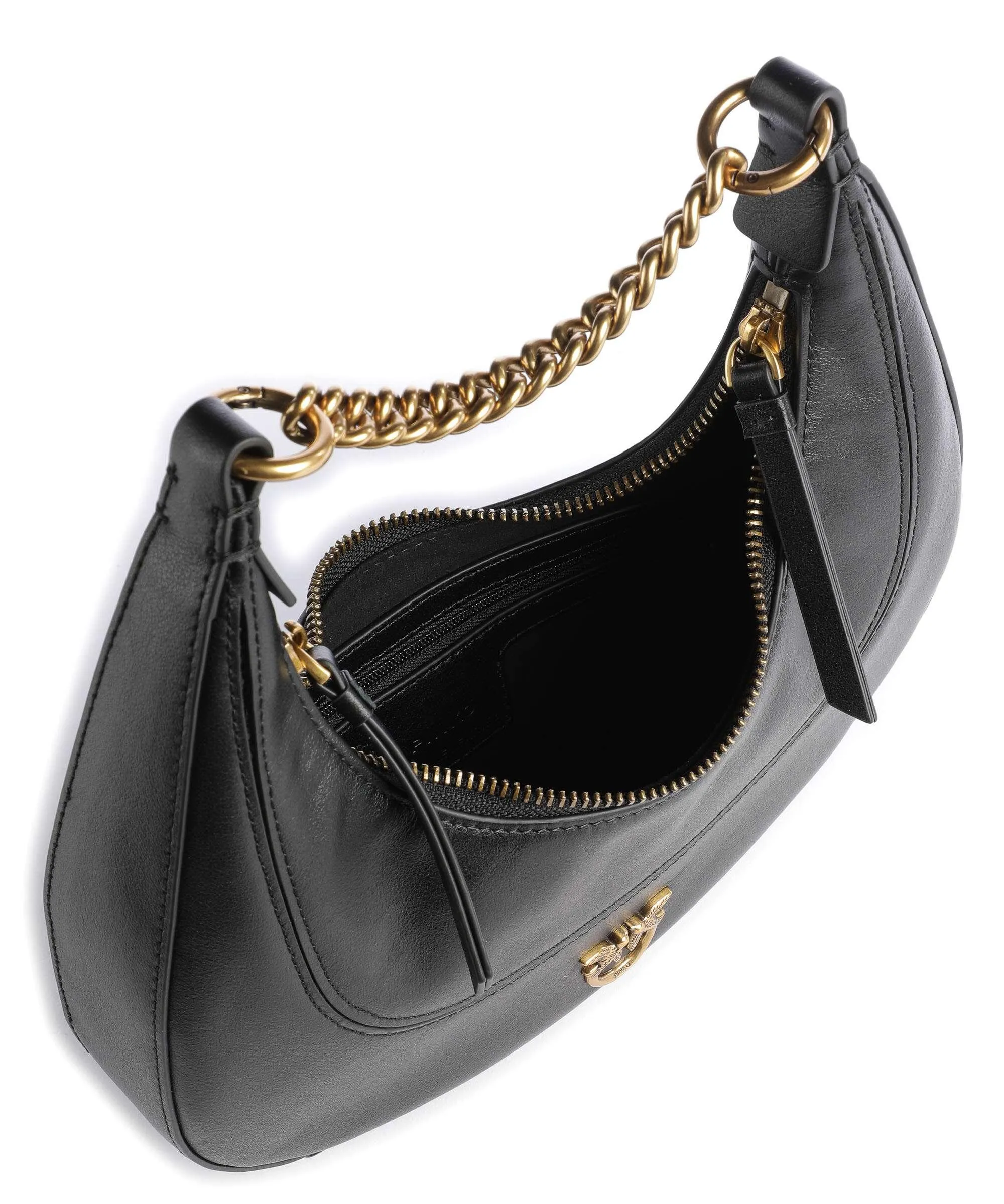  Pinko Brioche Mini Borsa hobo pelle a grana fine nero  