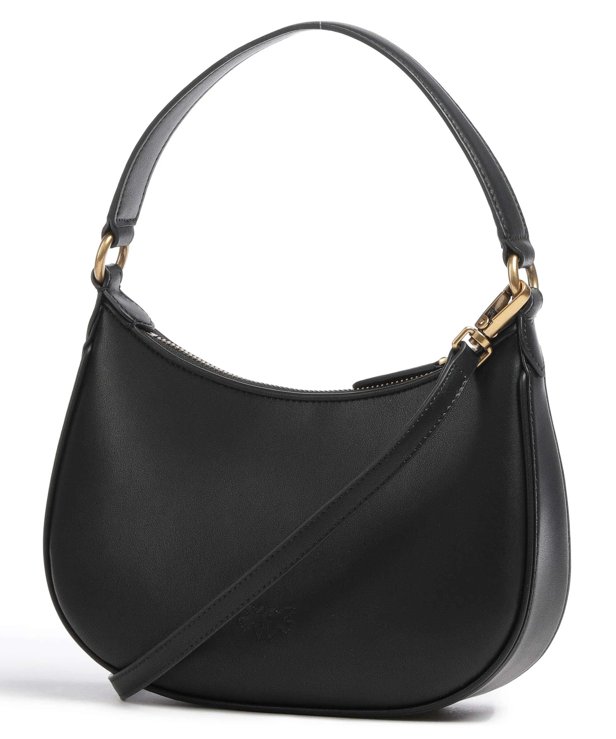  Pinko Half Moon Mini Borsa a spalla pelle a grana fine nero  