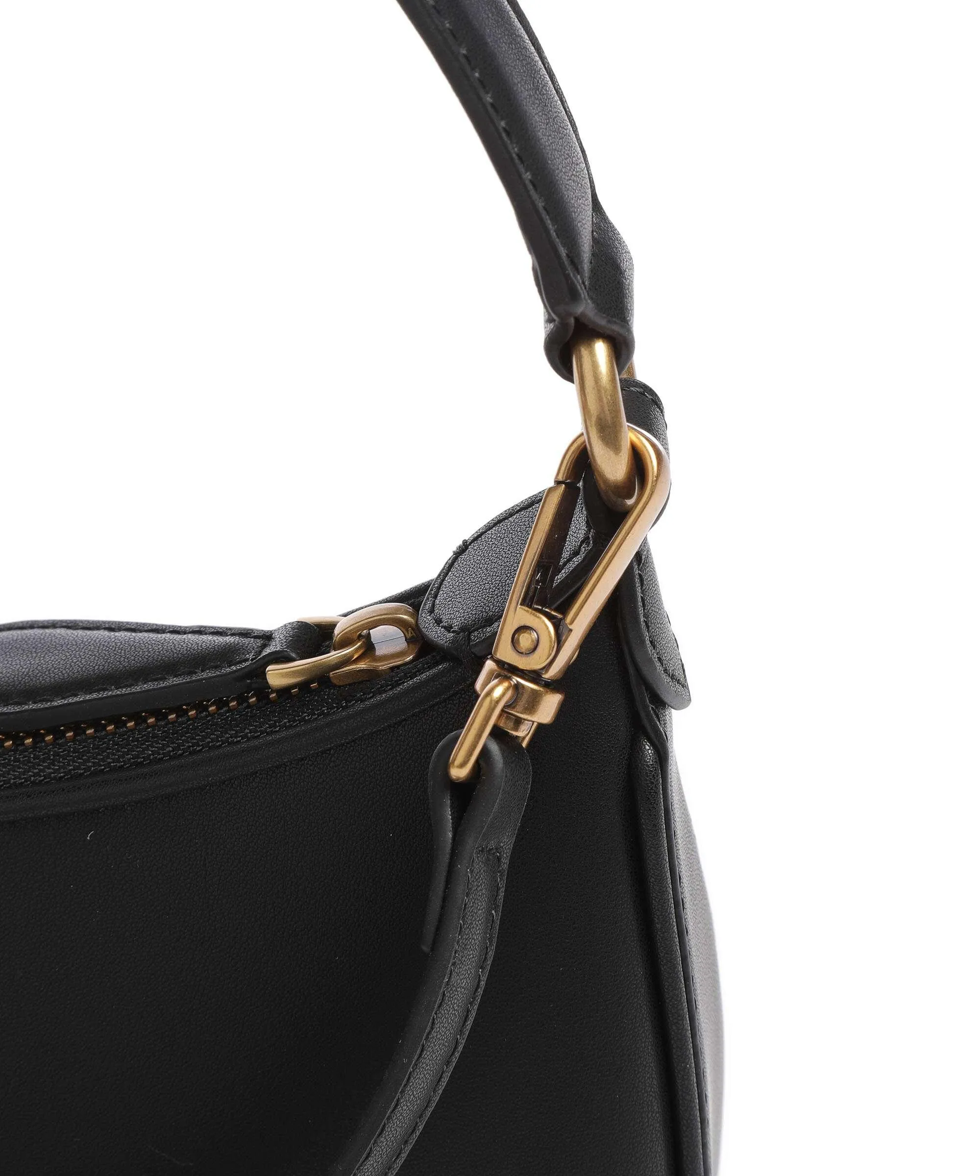  Pinko Half Moon Mini Borsa a spalla pelle a grana fine nero  