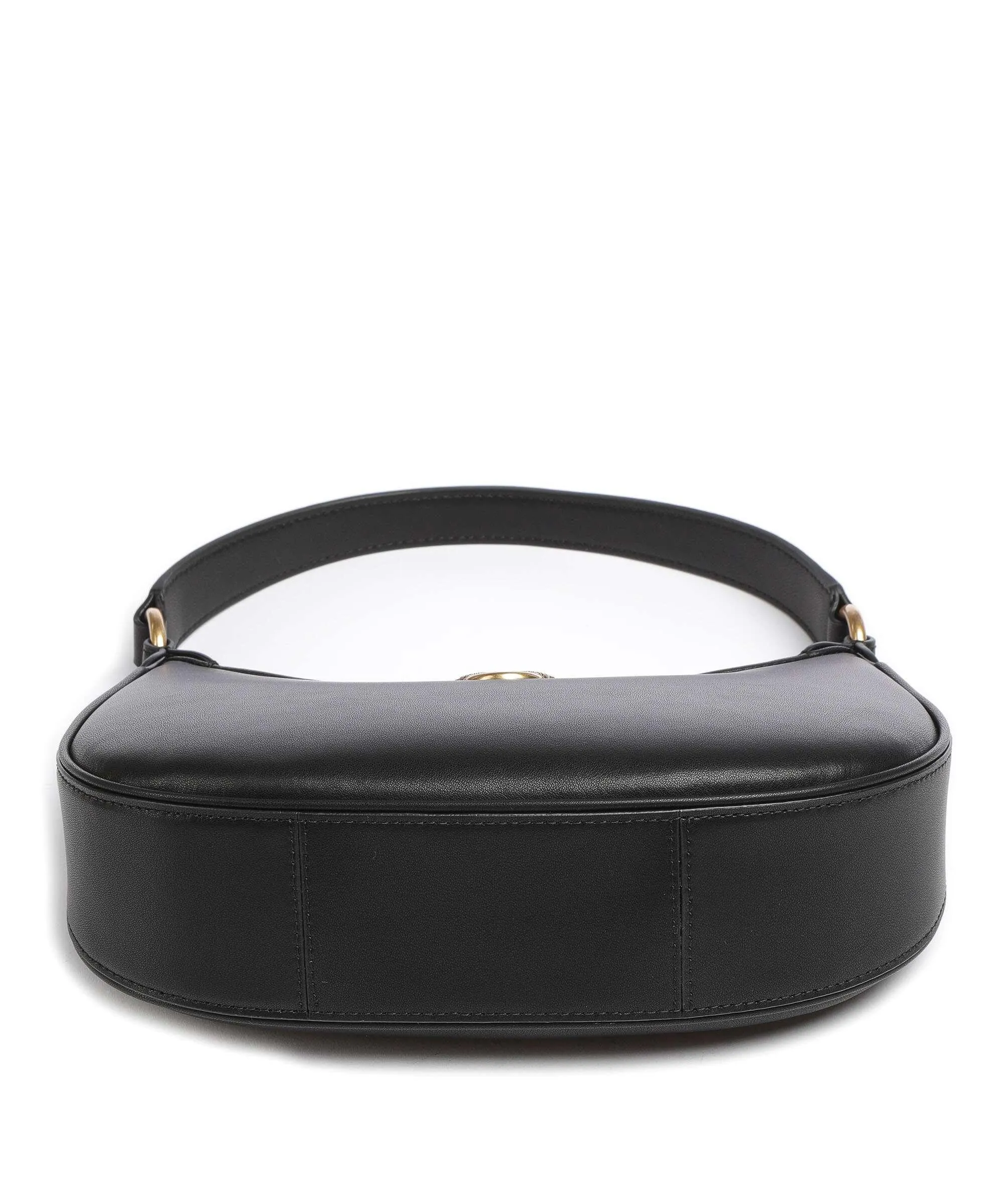  Pinko Half Moon Mini Borsa a spalla pelle a grana fine nero  