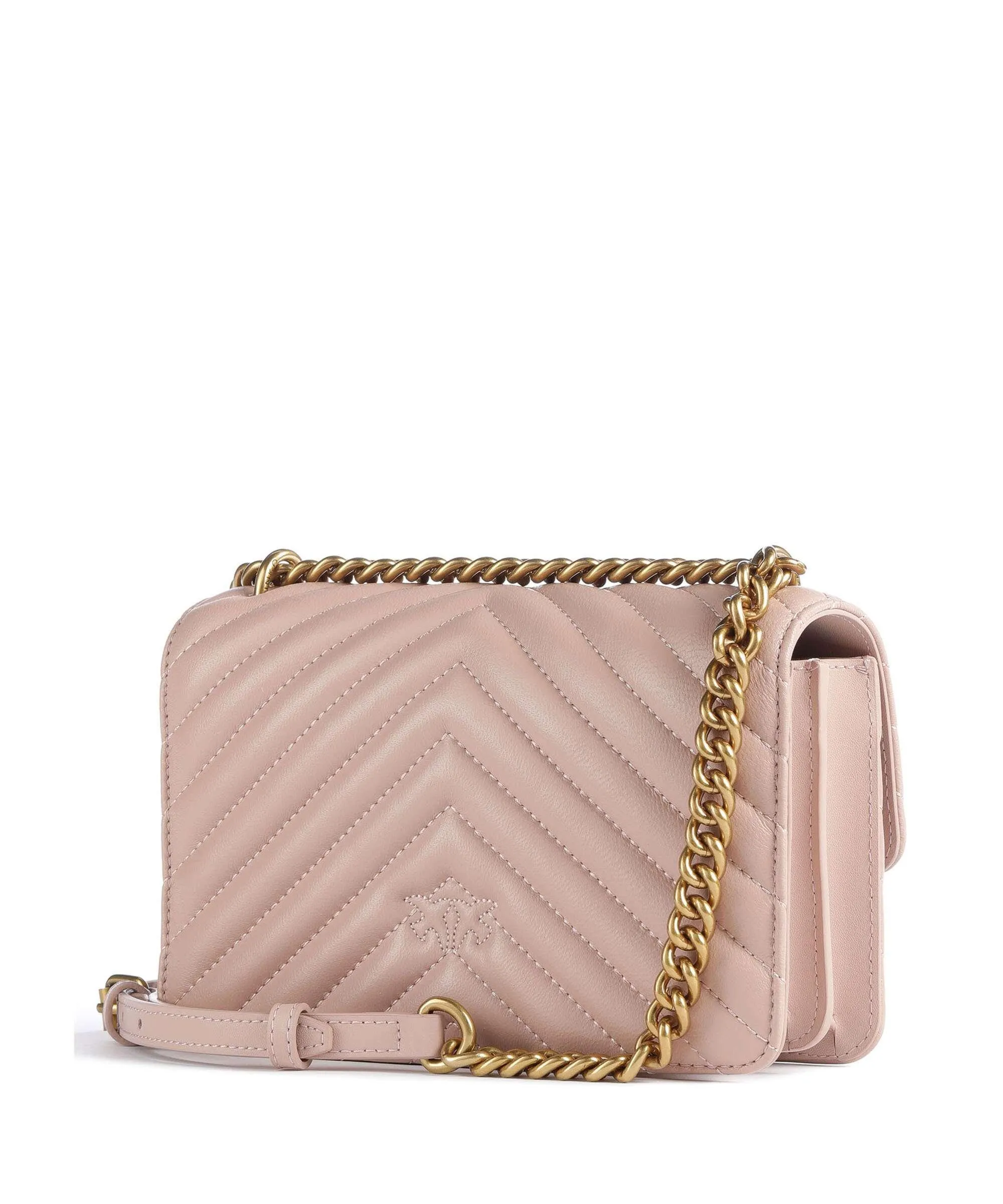  Pinko Love One Mini Borsa a spalla pelle a grana fine rosa antico  