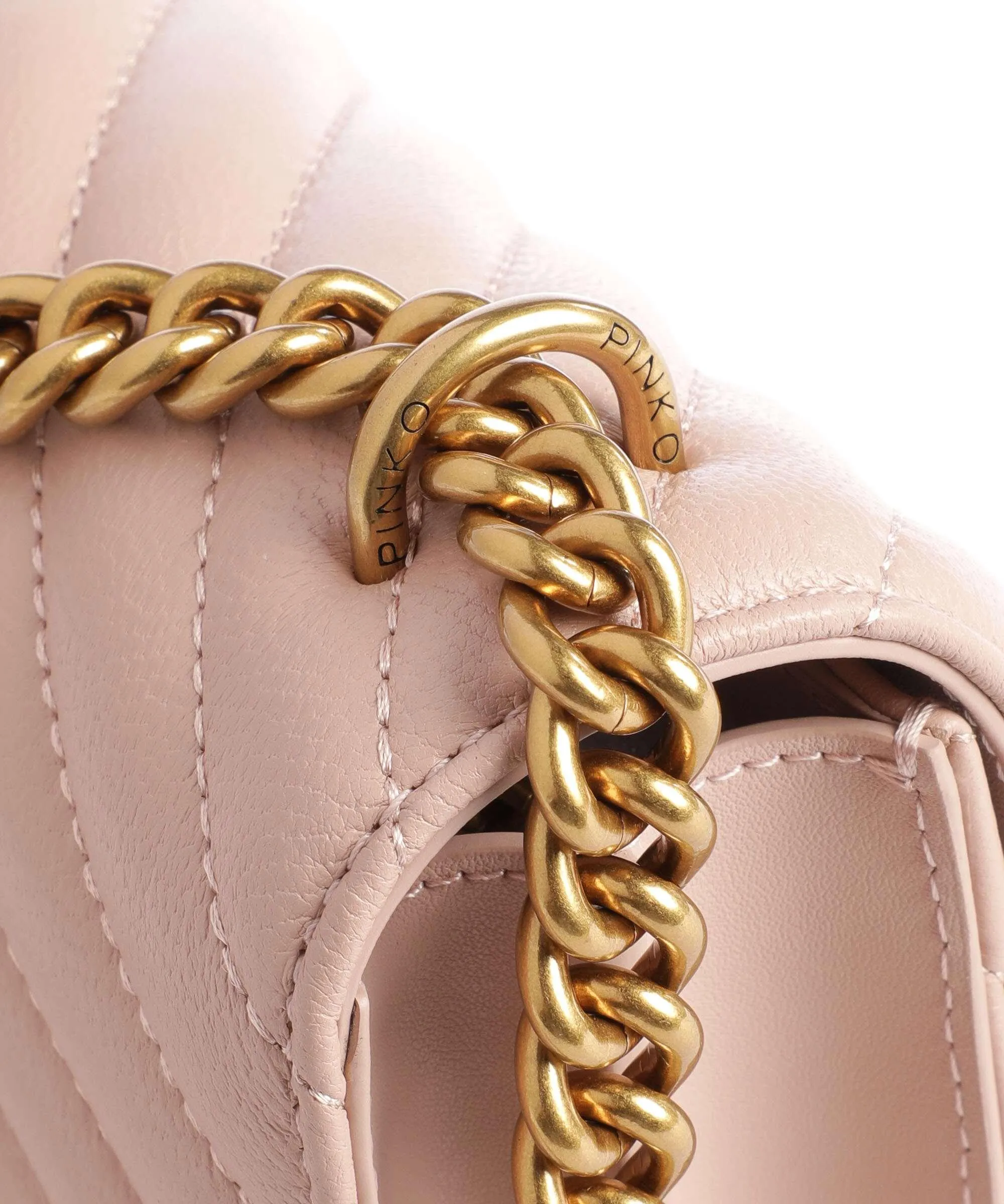  Pinko Love One Mini Borsa a spalla pelle a grana fine rosa antico  