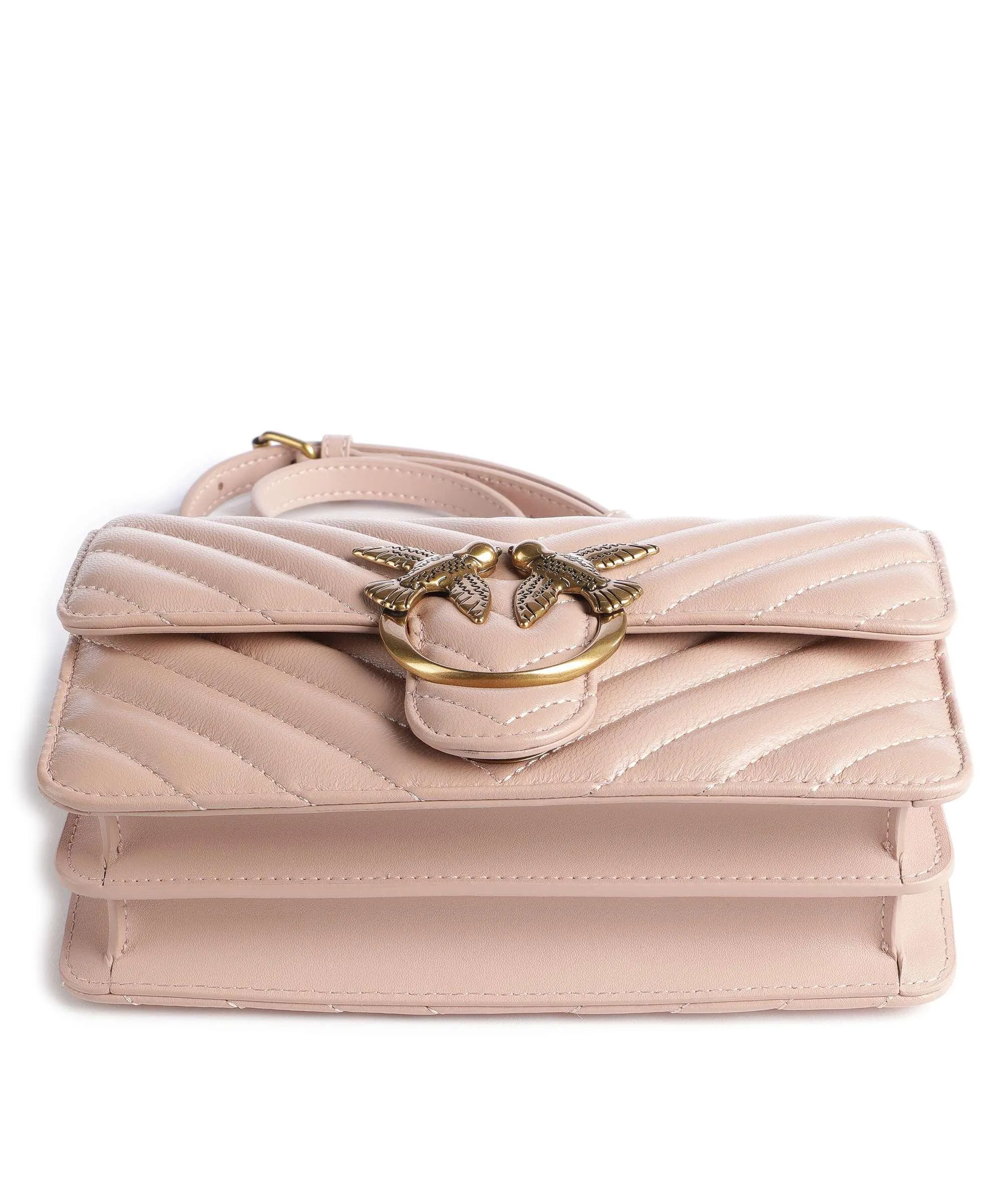  Pinko Love One Mini Borsa a spalla pelle a grana fine rosa antico  