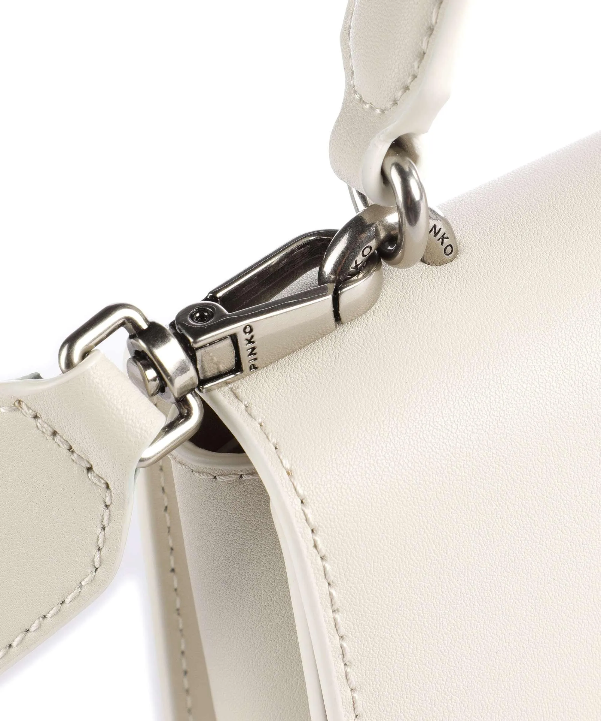  Pinko Love One Mini Borsa a tracolla pelle a grana fine avorio  