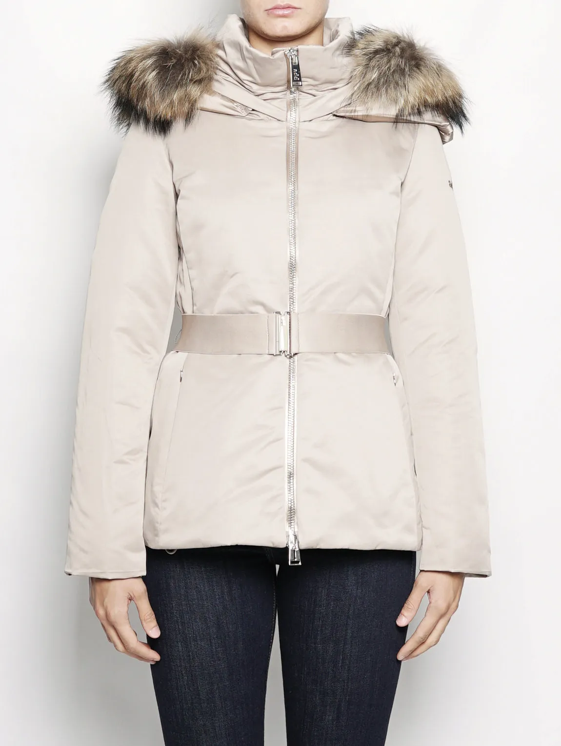 Piumino con Cappuccio Estraibile  Beige