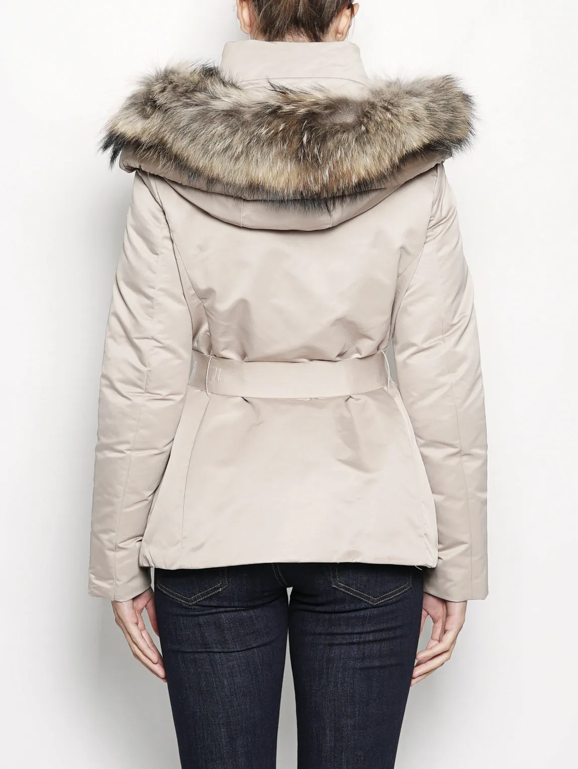 Piumino con Cappuccio Estraibile  Beige
