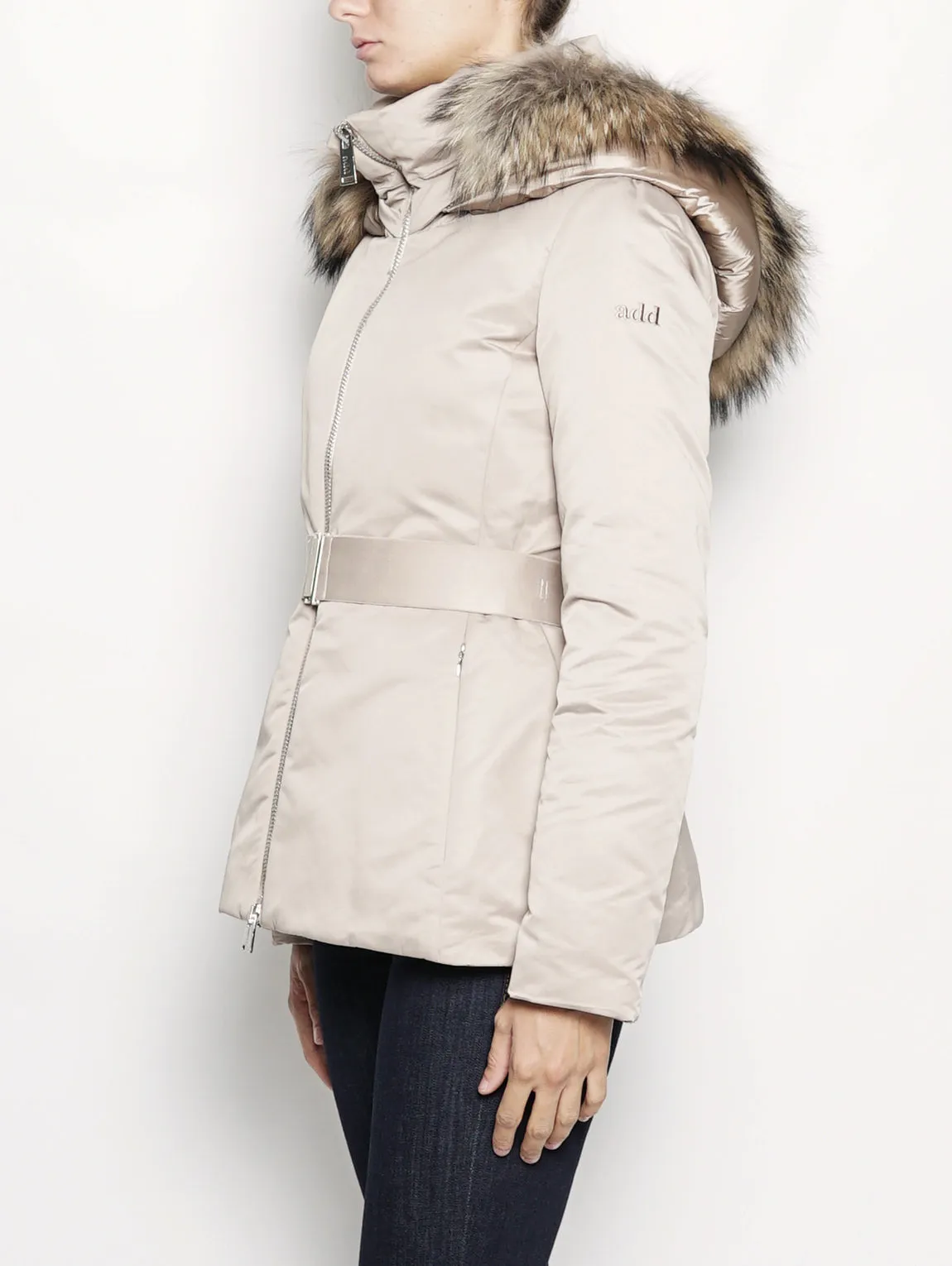 Piumino con Cappuccio Estraibile  Beige