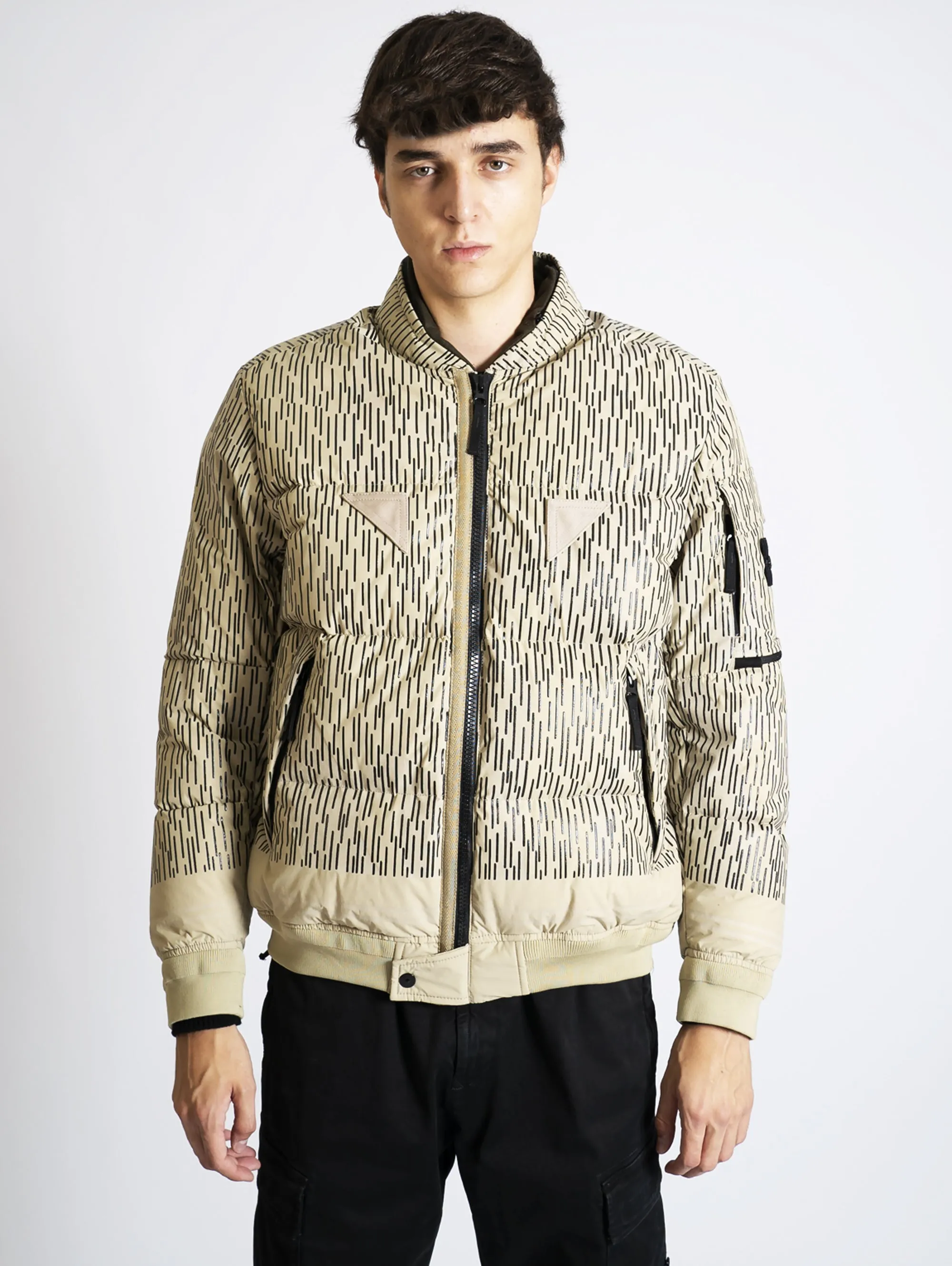 Piumino in Naslan Light Watro Rain Camo Reflective Ecrù