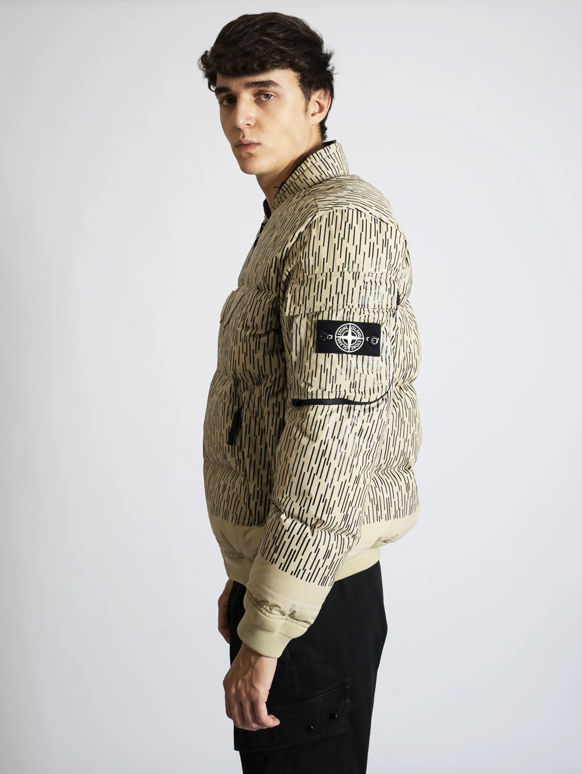 Piumino in Naslan Light Watro Rain Camo Reflective Ecrù