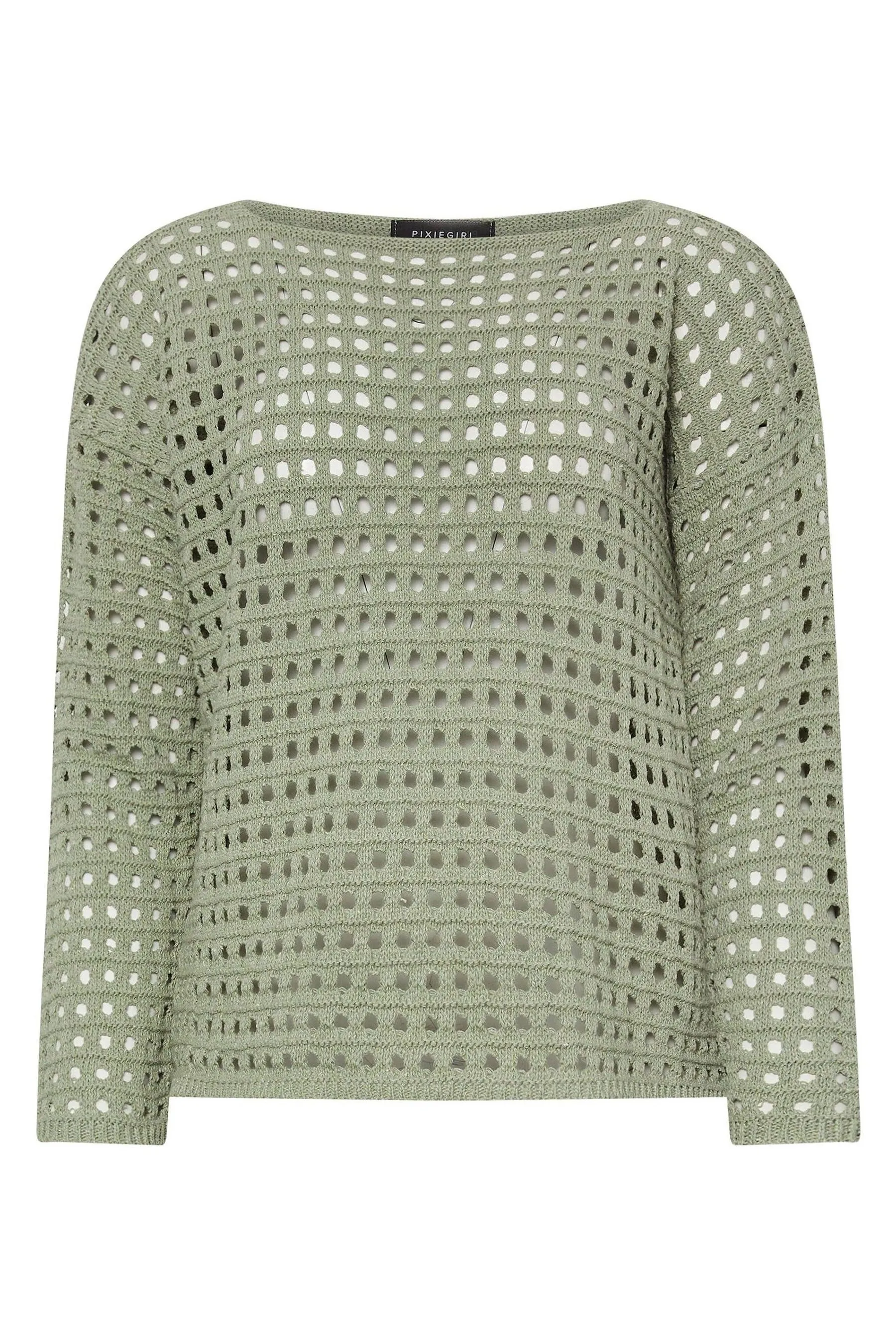PixieGirl Petite Manica lunga - Maglia all'uncinetto con scollo a barchetta