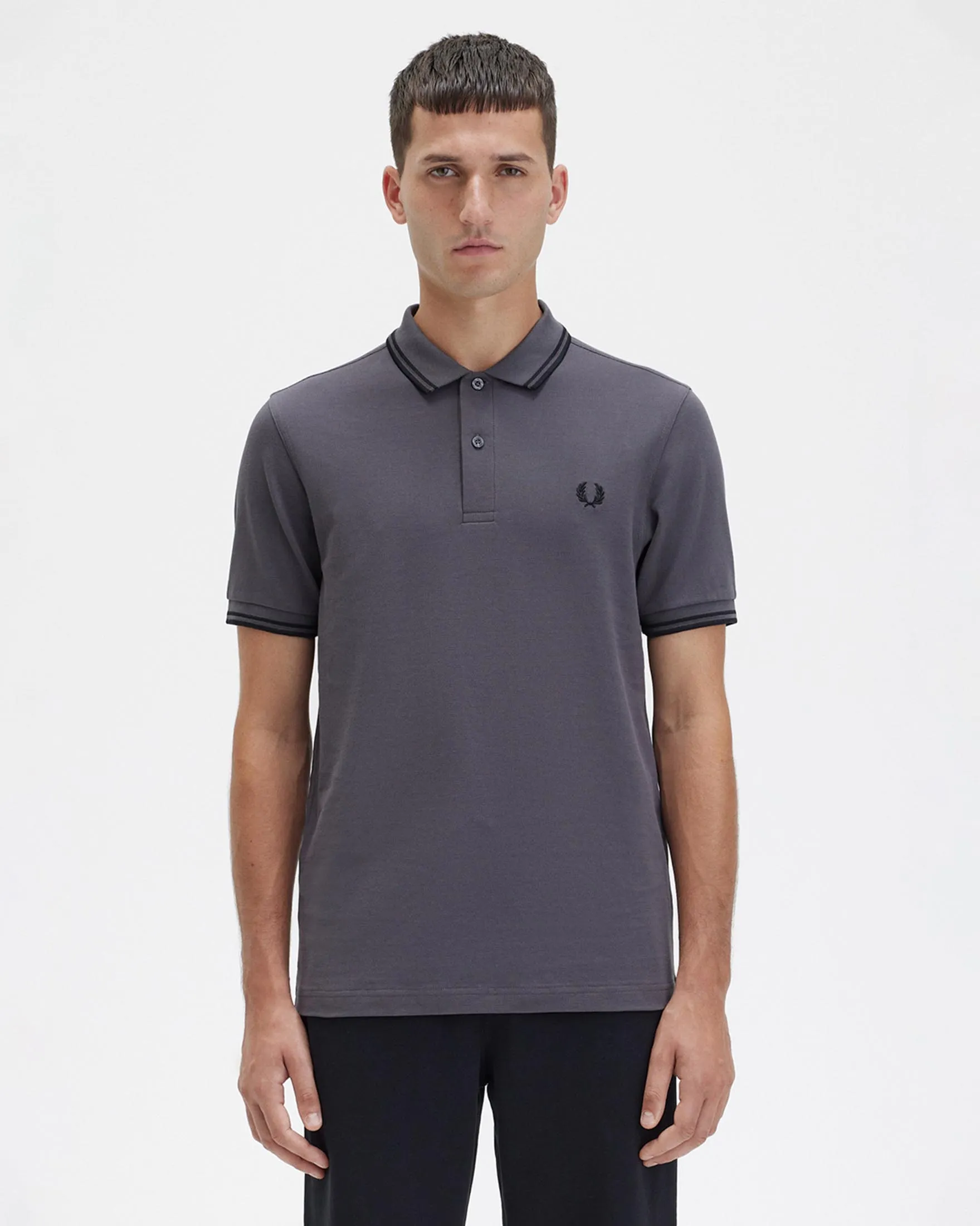 Polo mezza manica antracite con bordino nero