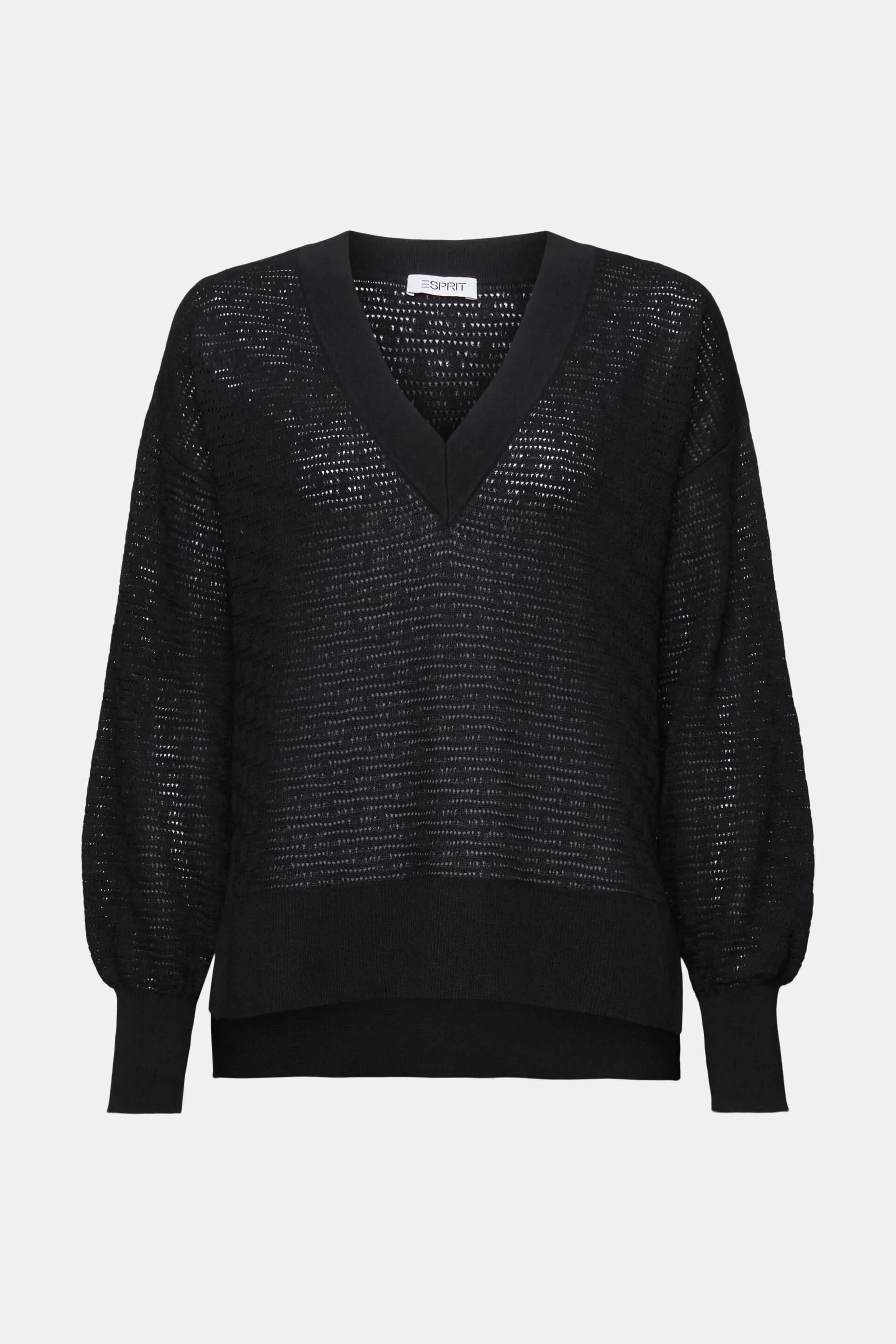 Pullover con lavorazione pointelle e scollo a V