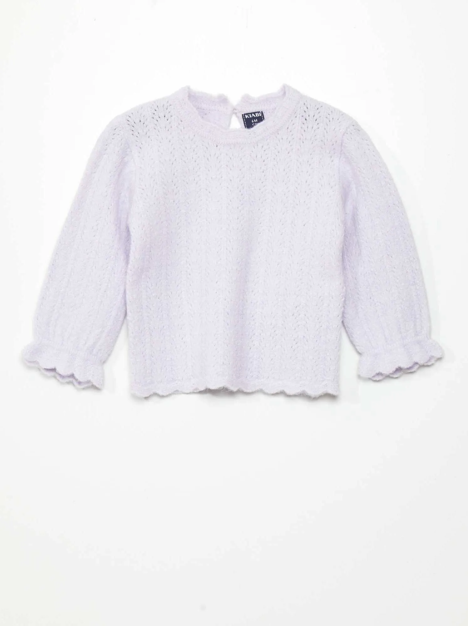 Pullover scollo tondo con finiture con volant - VIOLA