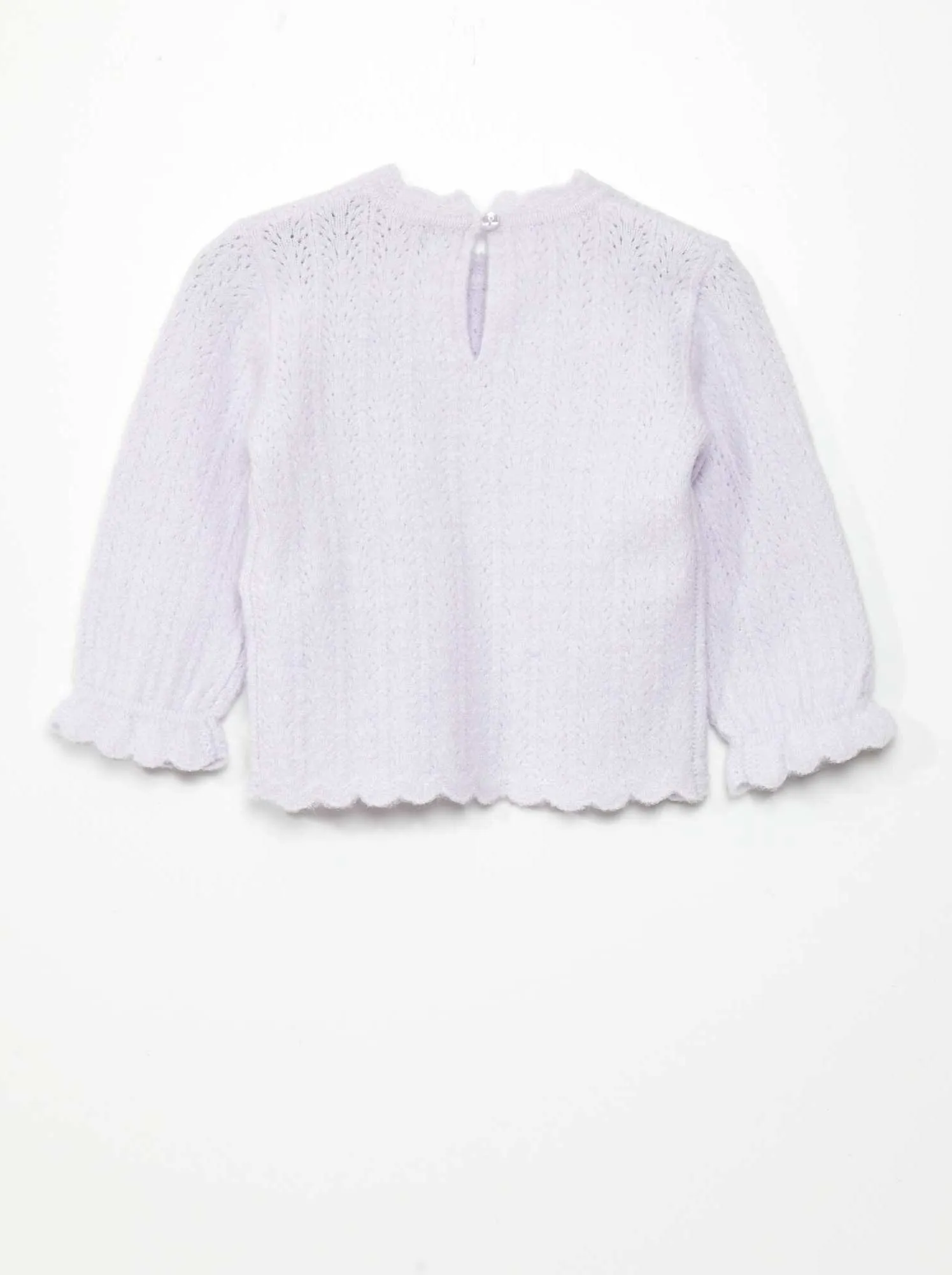 Pullover scollo tondo con finiture con volant - VIOLA