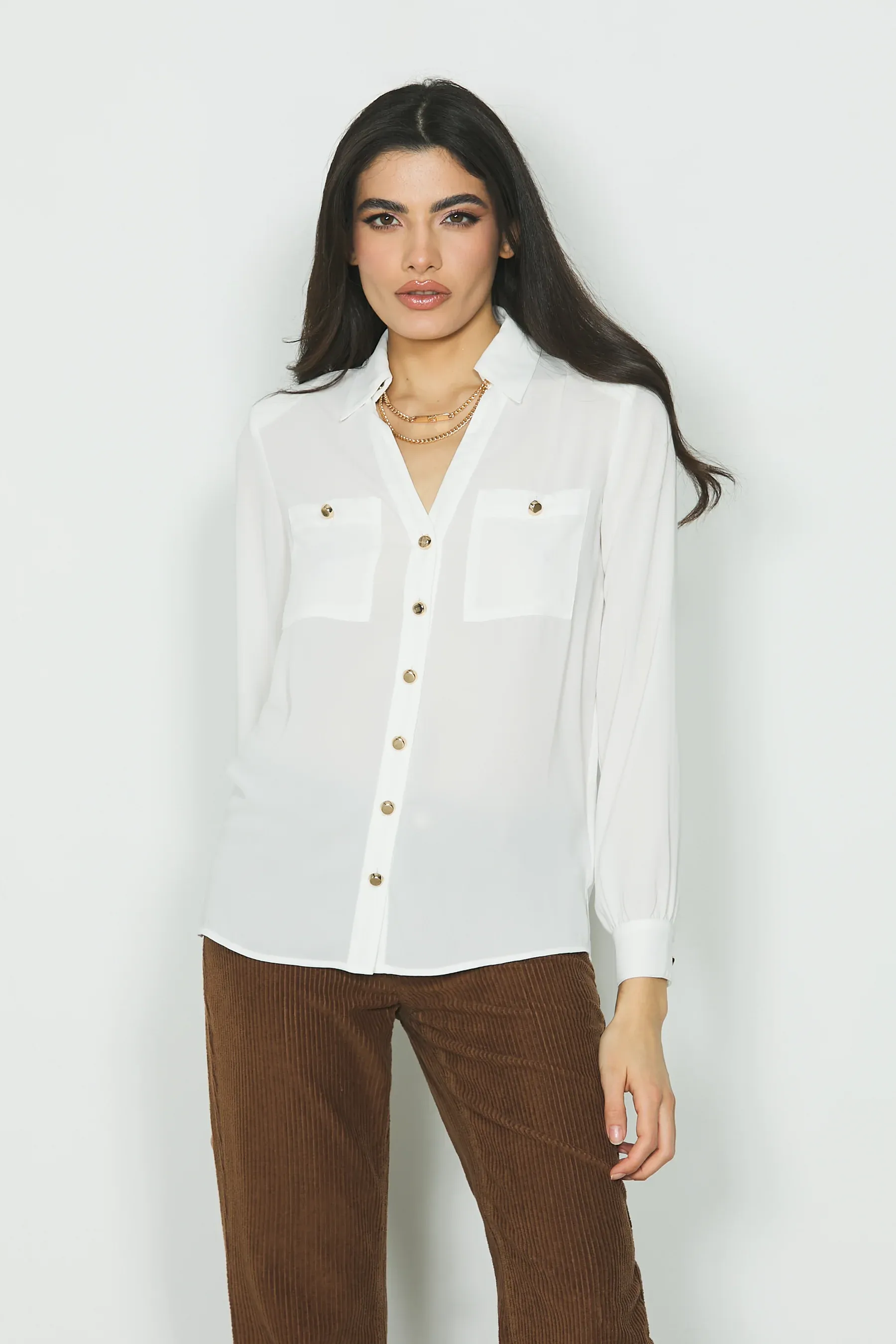 RELISH Camicia donna collana e tasche CAMICIA SUGELLITE
