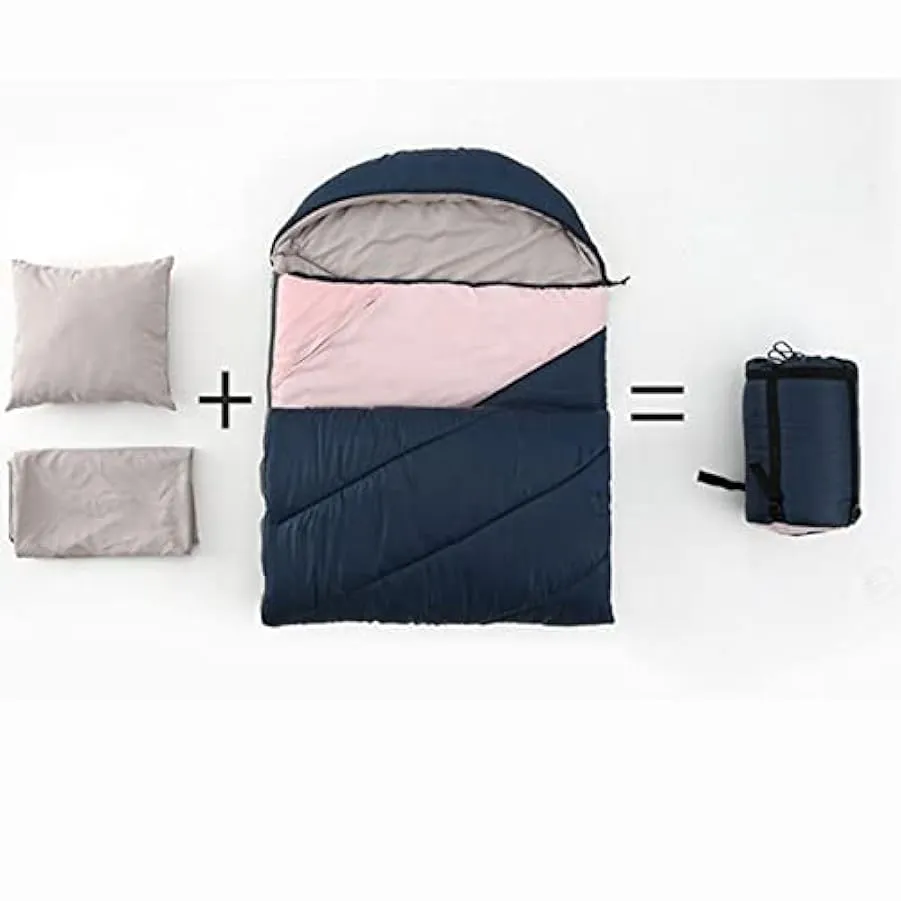 Sacco a pelo da esterno, blu con giuntabile Sacco a pelo impermeabile per bambini adulto caldo 3-4 stagioni con cuscino per amac