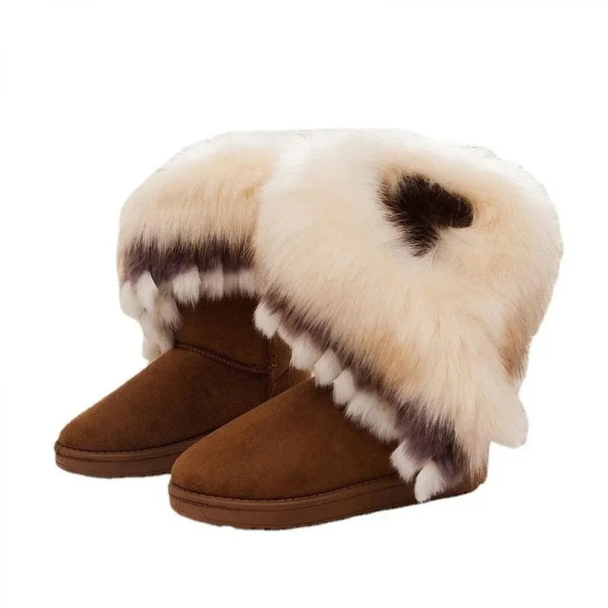 Scarpe basse da donna di alta qualità, rivestimento in pelle scamosciata, stivali da neve, stivale da donna invernale in peluche
