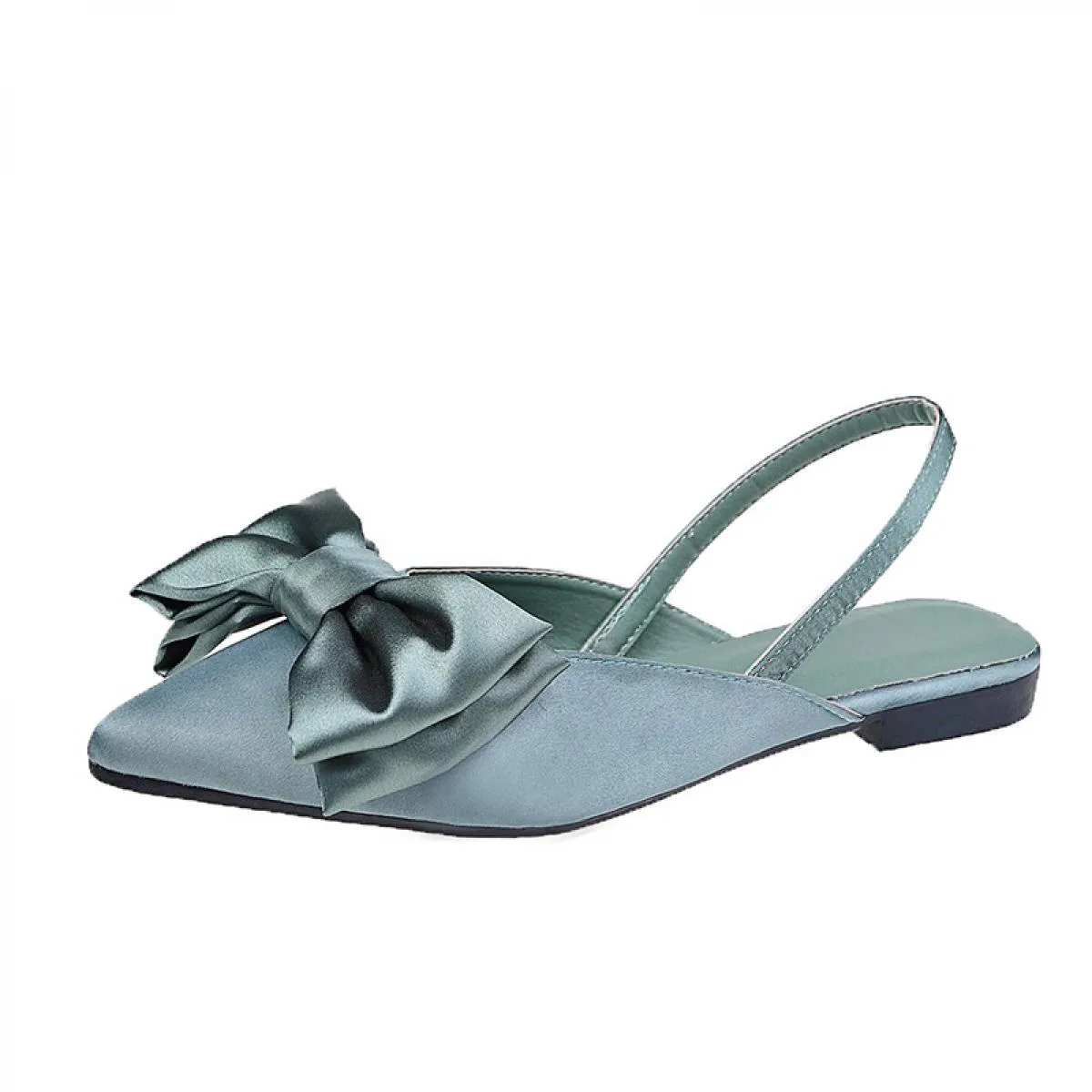 Scarpe da donna Europa 2022 estate nuova moda fiocco in seta punto semplice due indossare sandali alla moda con tacco quadrato s