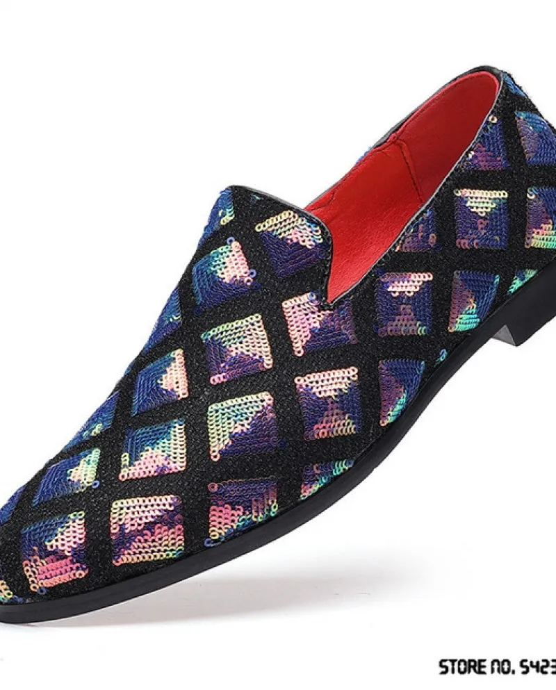 Scarpe oxford con paillettes glitterate a punta da uomo per uomo Abito da cerimonia formale per feste di ritorno a casa Spettaco