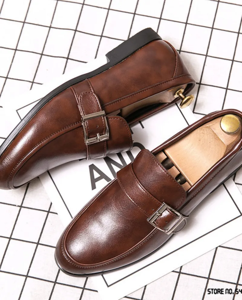 Scarpe Oxford marrone nero a punta per uomo Abito da cerimonia nuziale formale con cinturino da monaco Spettacolo di feste di ri